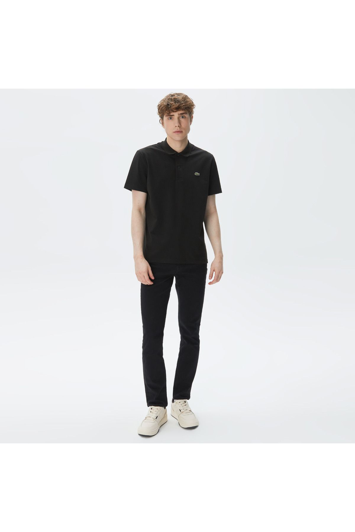 تی شرت یقه پولو مردانه چوگان مشکی مناسب اورجینال Lacoste
