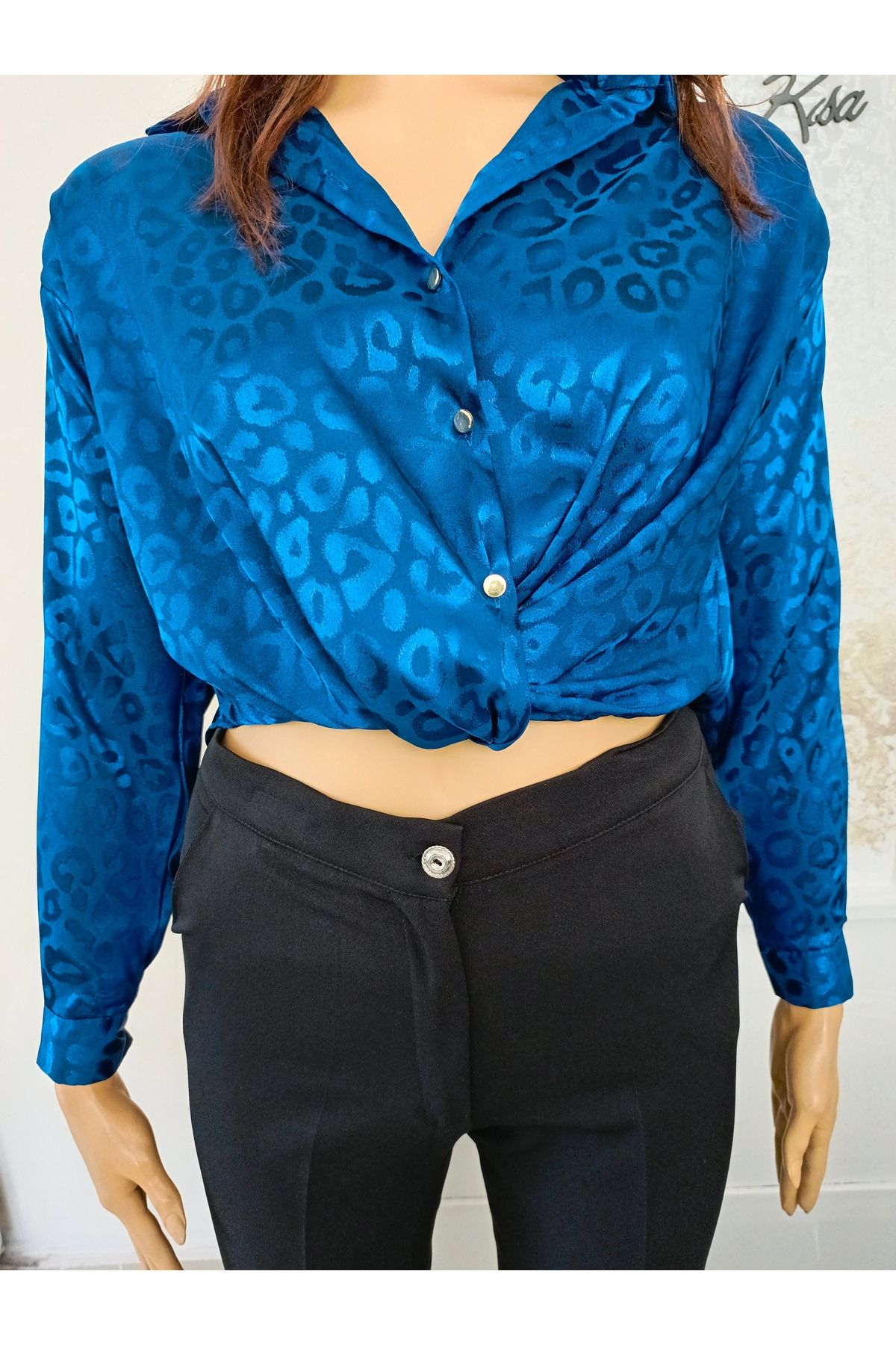 Butik Saten Crop Gömlek