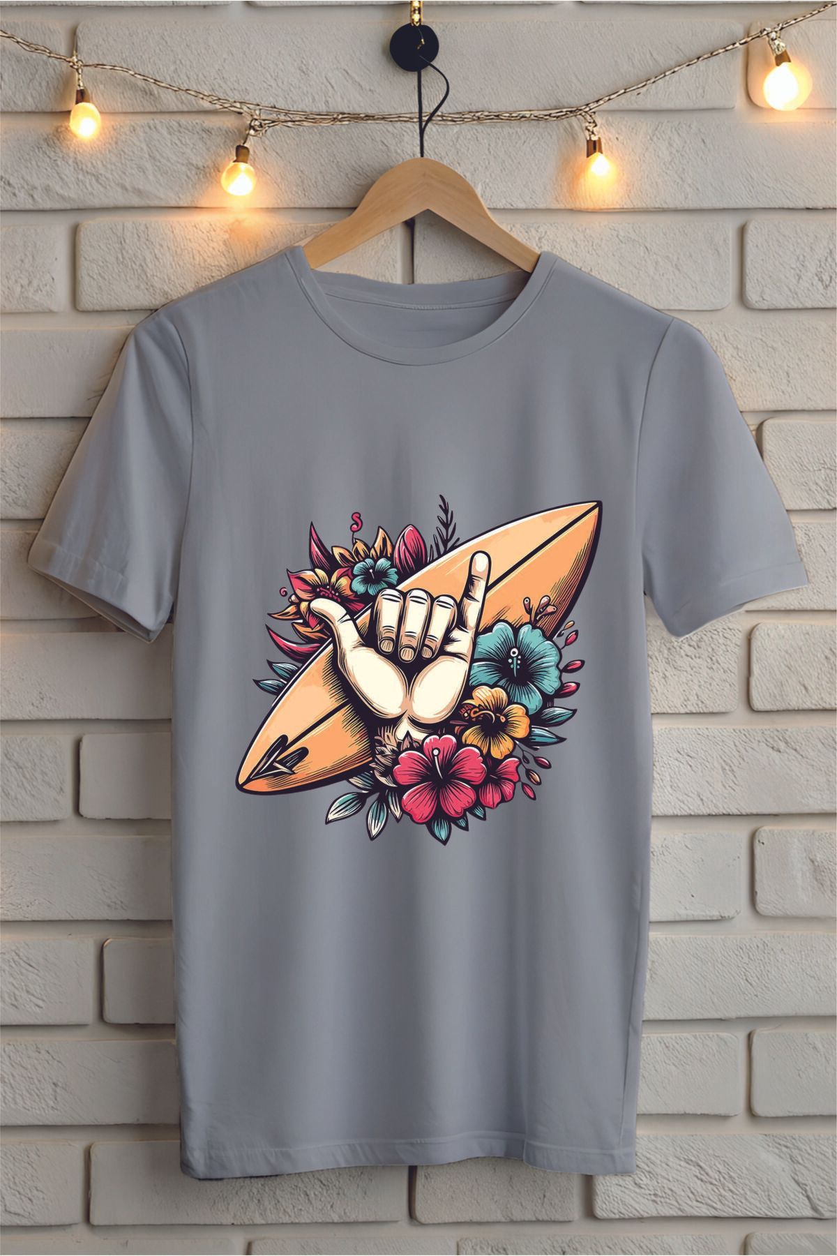 ModaSphere Sörf Baskılı Unisex Oversize Tişört