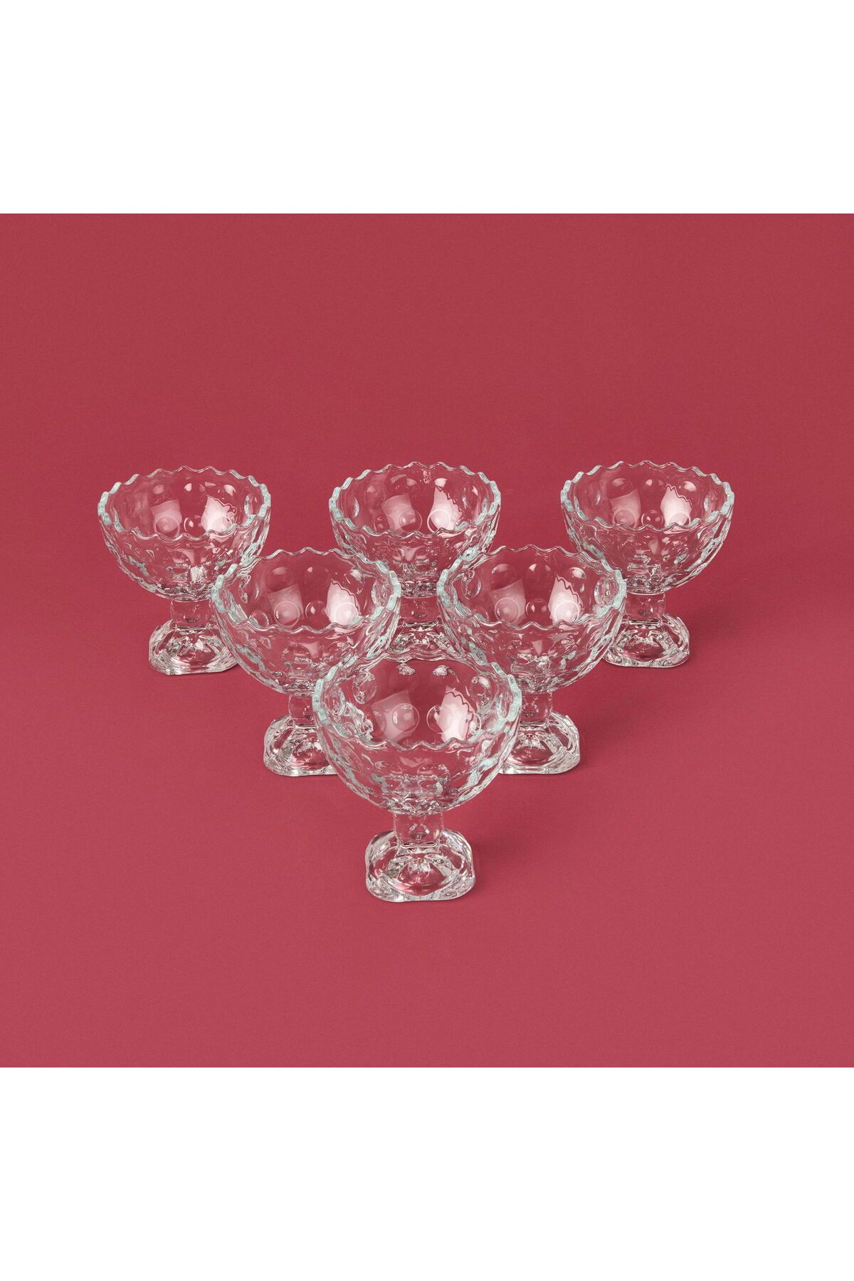 ASPARTAM Glass 6'lı Ayaklı Kase Seti - Şeffaf - 225 ml