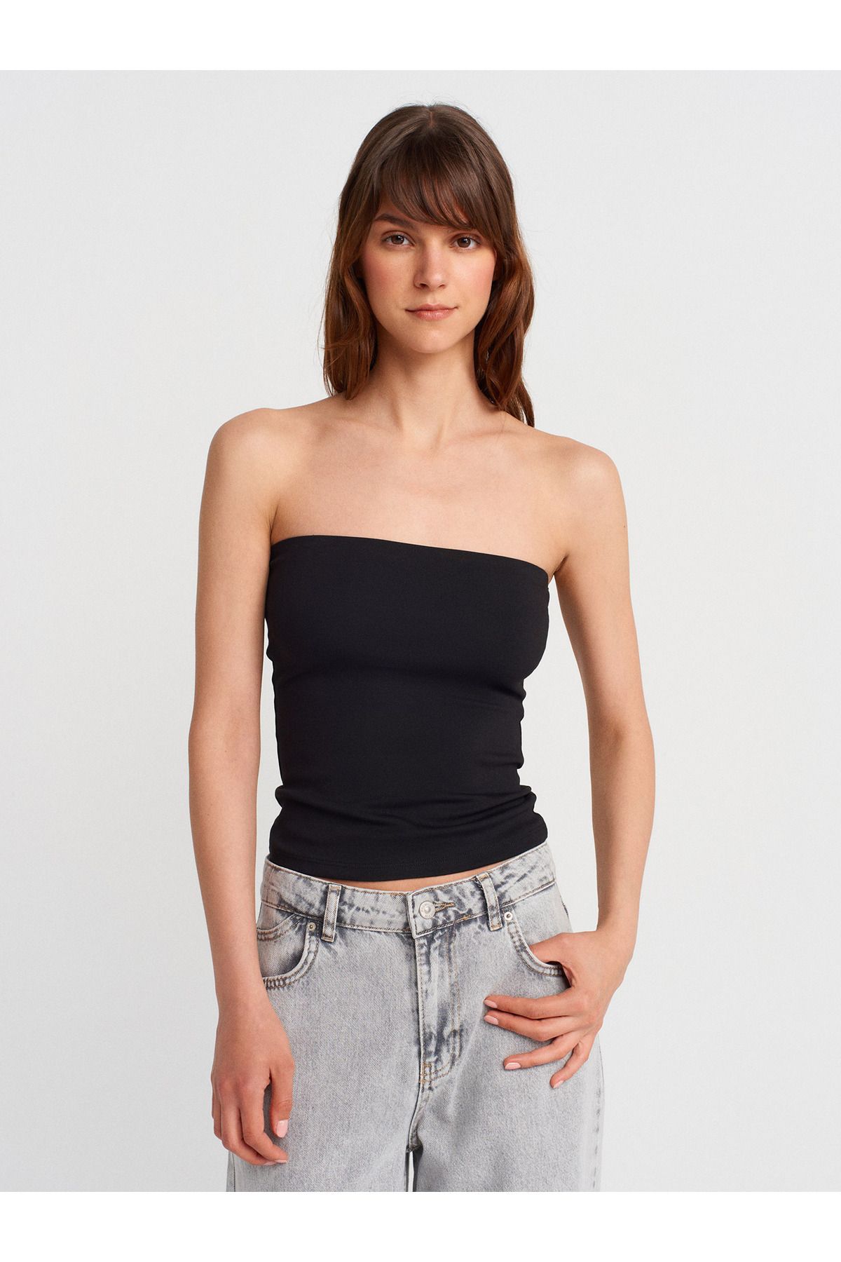 Dilvin 21103 Straplez Top-Siyah