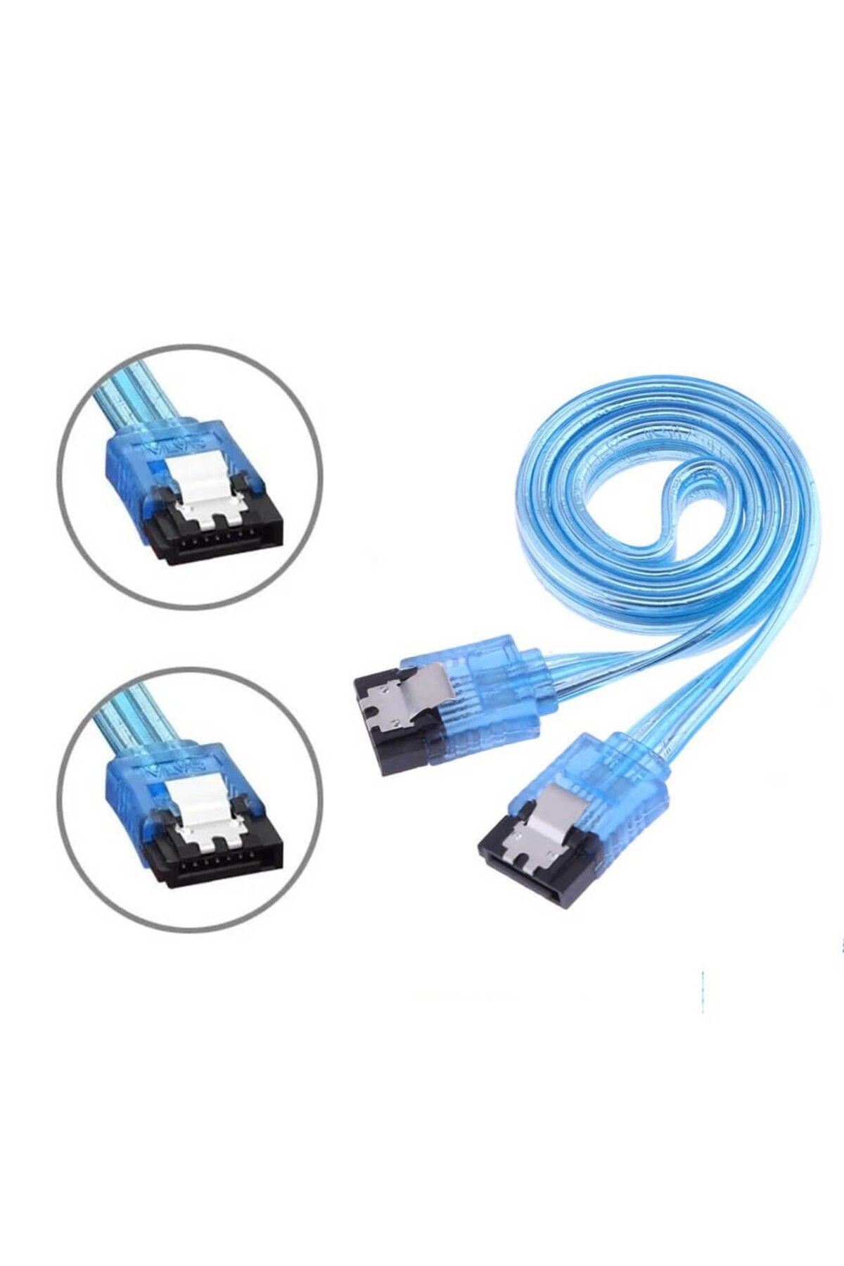 Koodmax 2 Adet - 1 Metre SATA 3.0 Data Kablosu – 6Gbps Destekli, HDD & SSD Uyumlu, Metal Klipsli