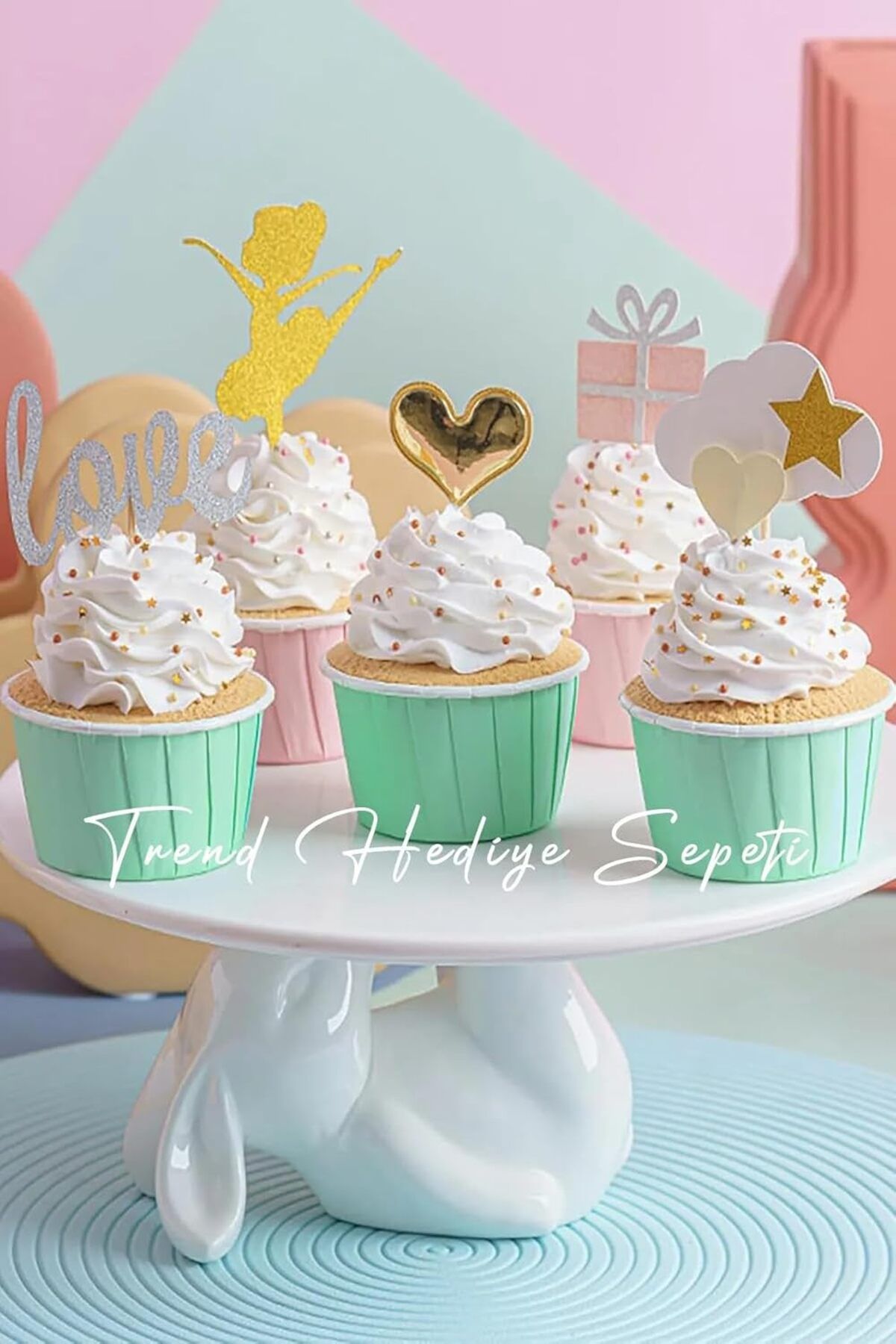 STOREMAX ELZ Hediye Sepeti 50'li Soft Mint Yeşili Muffin Cupcake Kalıbı Kek Kapsülü, Muffin Kek Kalıbı
