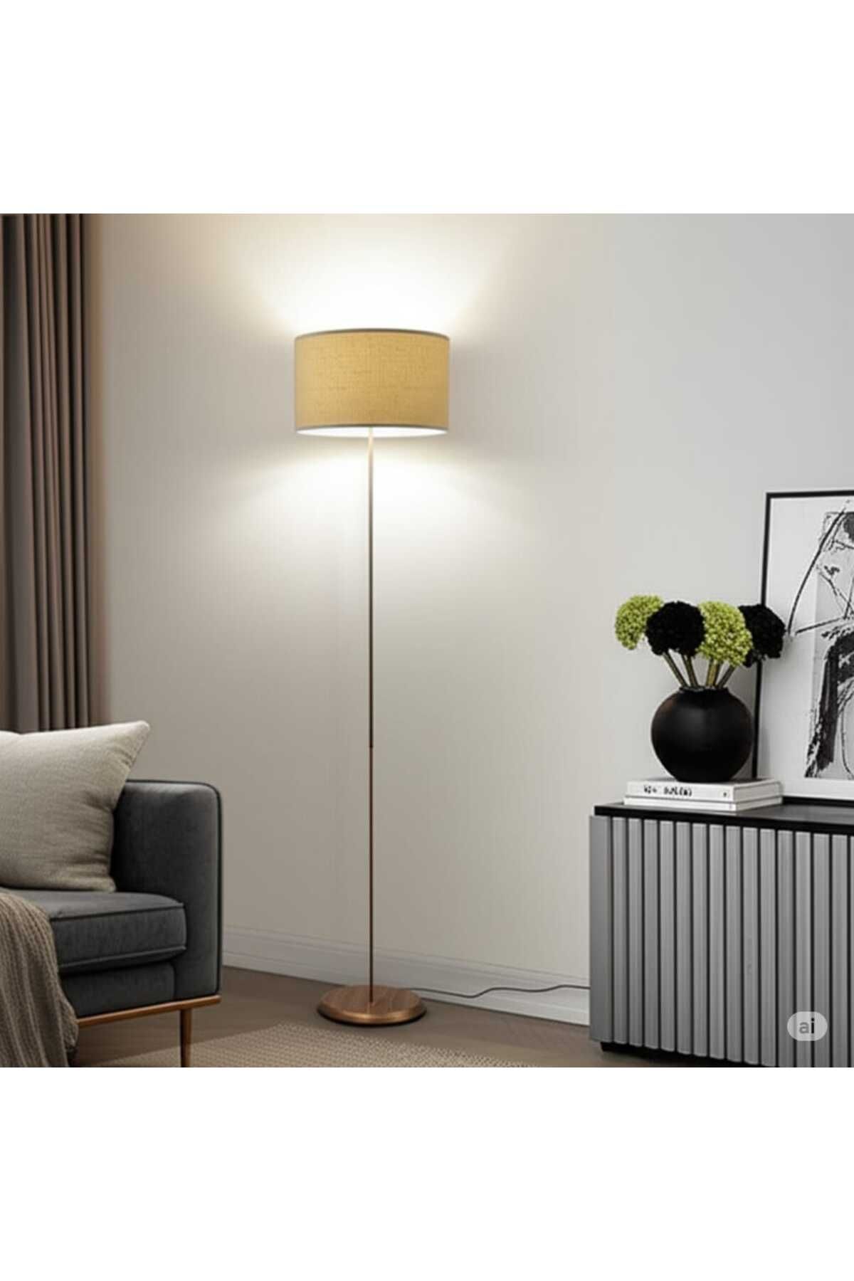 AMBİYANS HOME MODERN LAMBADER SİYAH BAKIR PATİNE SİLİNDİR AÇIK KAHVE ŞAPKALI
