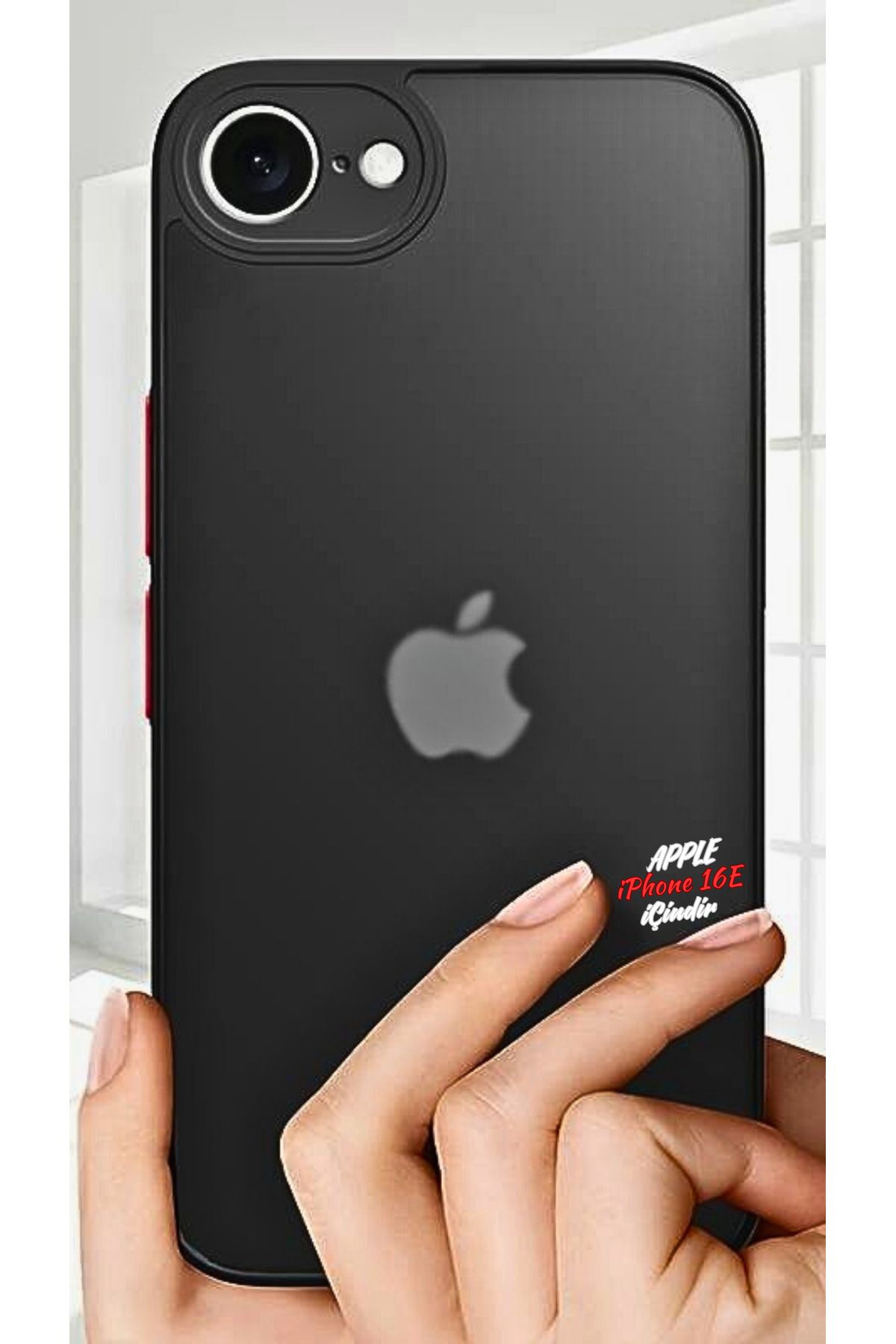 cepmoda iPhone 16E | Buzlu Şeffaf Silikon Mat Telefon Kılıfı – Darbeye Dayanıklı - SİYAH