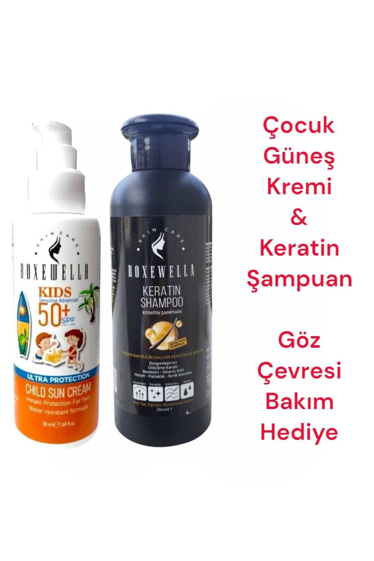 ROXEWELLA Çocuk Güneş Kremi 50ml +50Spf & Keratin Saç Bakım Şampuanı