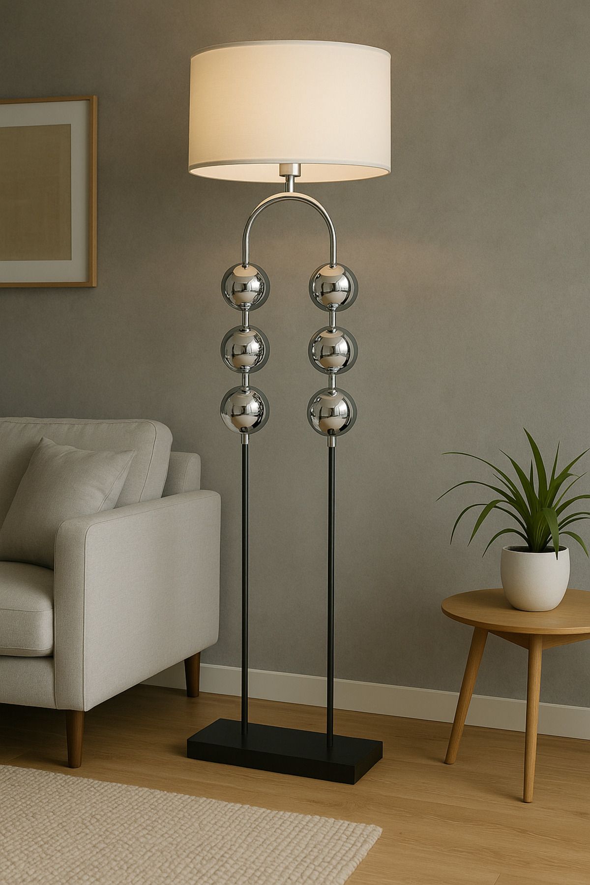 Vinner Rustica Modern Metal Lambader – Krom ve Gold Gövdeli