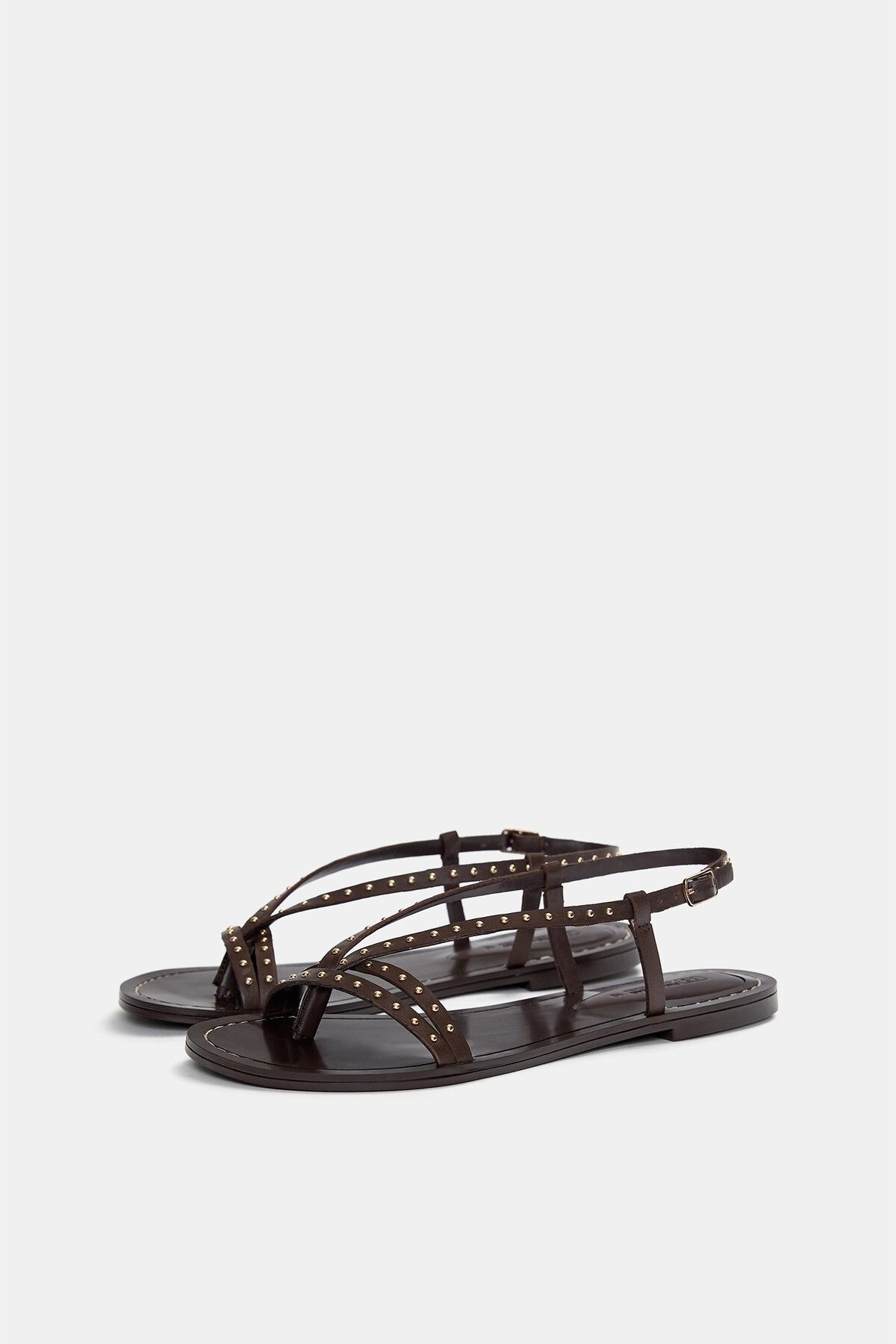 Pull & Bear-Flat leather sandals with studs 3