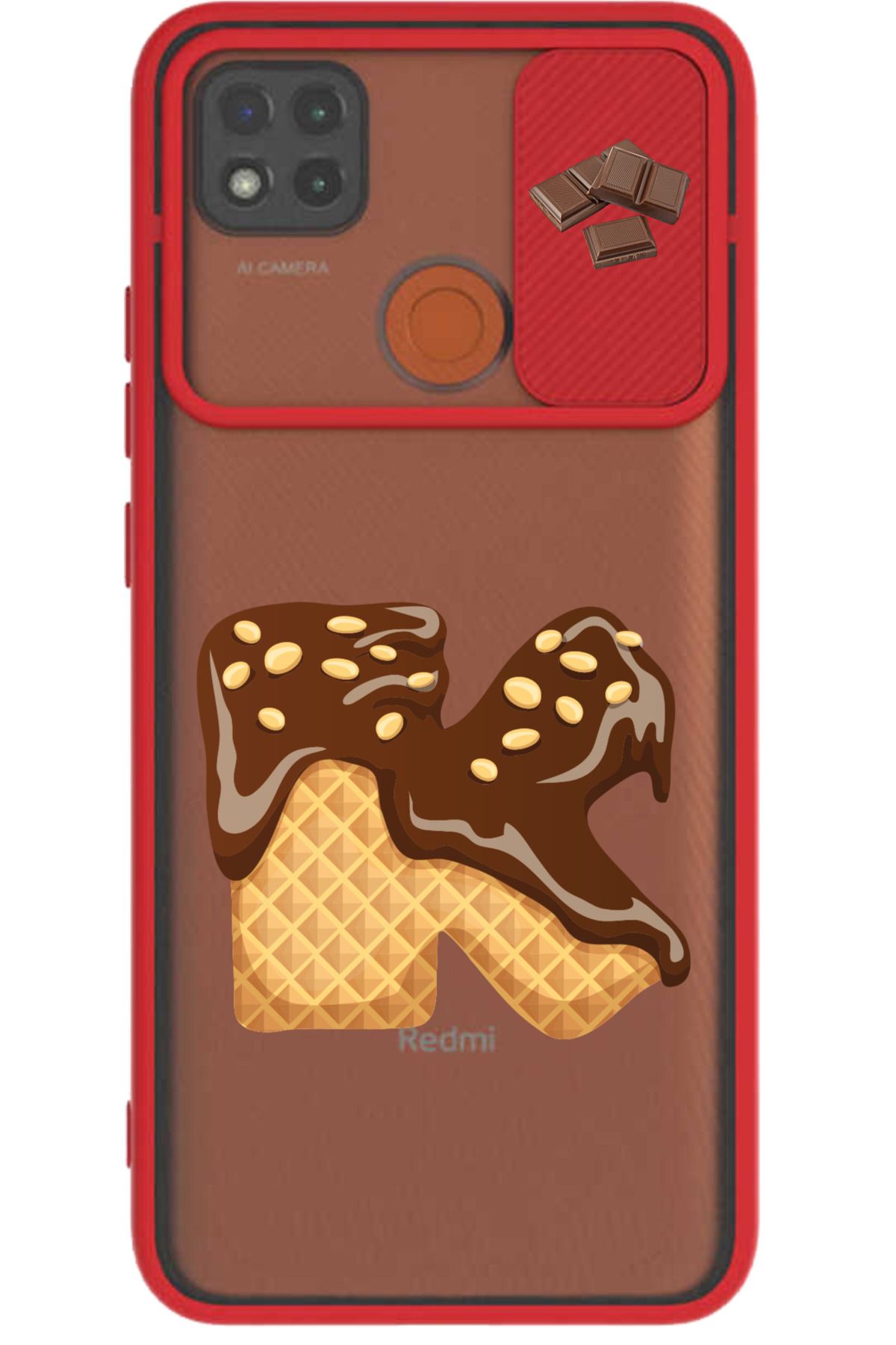 Rotaks Xiaomi Redmi 9c Uyumlu Kılıf Sürgülü Slayt İsme Özel Çikolata Harf Baskılı