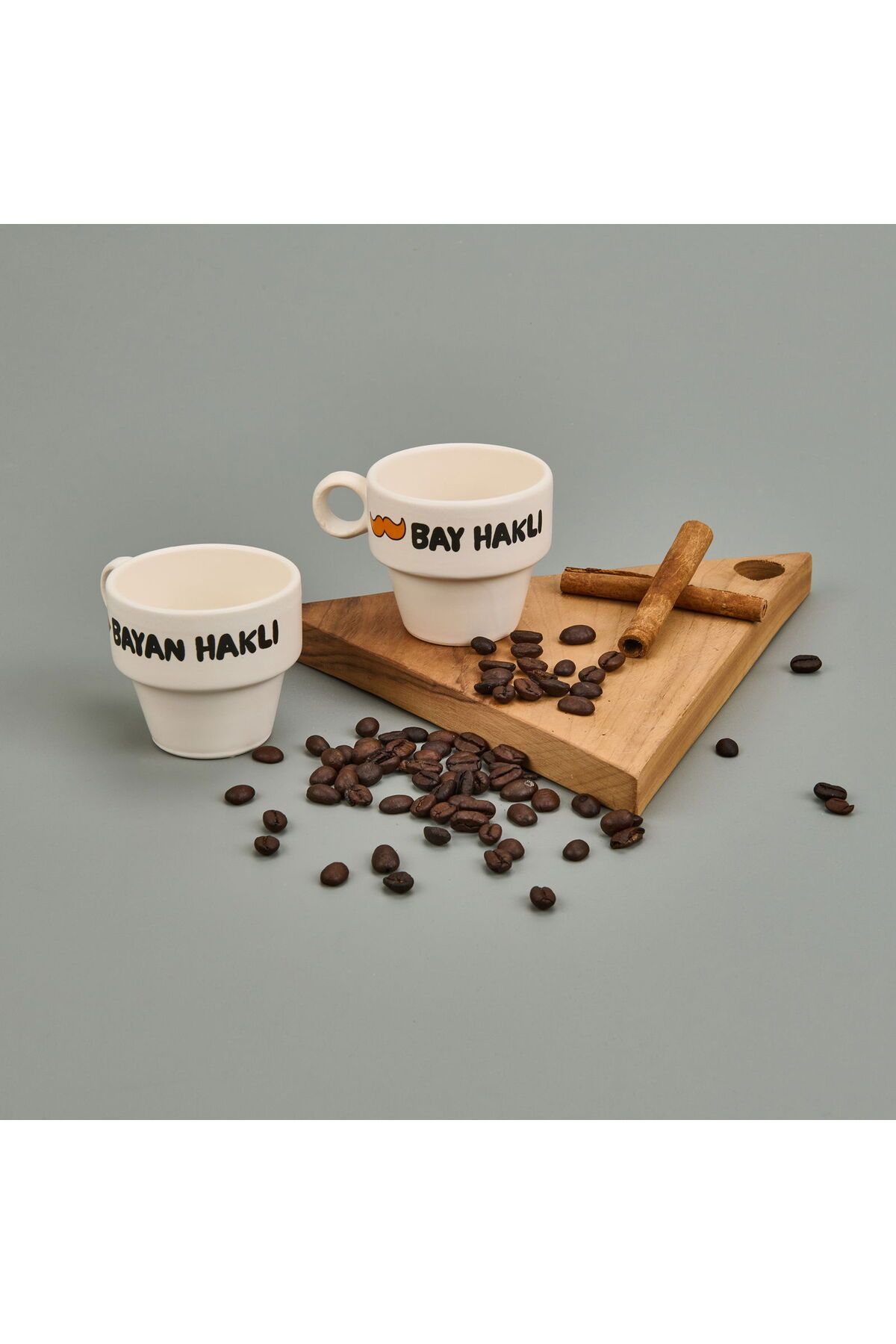 MATMEL Tasarım Bay Haklı ve Haklı 2'li Espresso Fincanı - Renkli - 90 ml