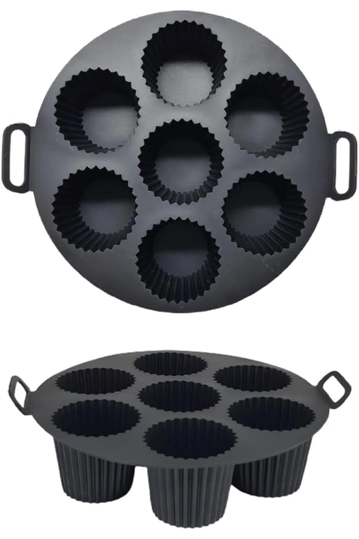 STOREMAX ELZ Airfryer Silikon Kek Pişirme Kalıbı 7 Bölmeli, Silikon Cupcake Kek Pişirme Kabı Air Fryer