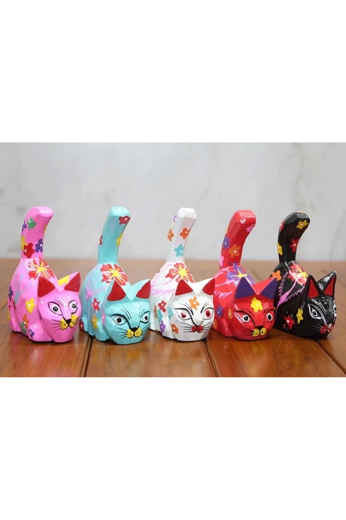 ÇERÇİCİ Ahşap 5'li Kedi Seti Polos:11