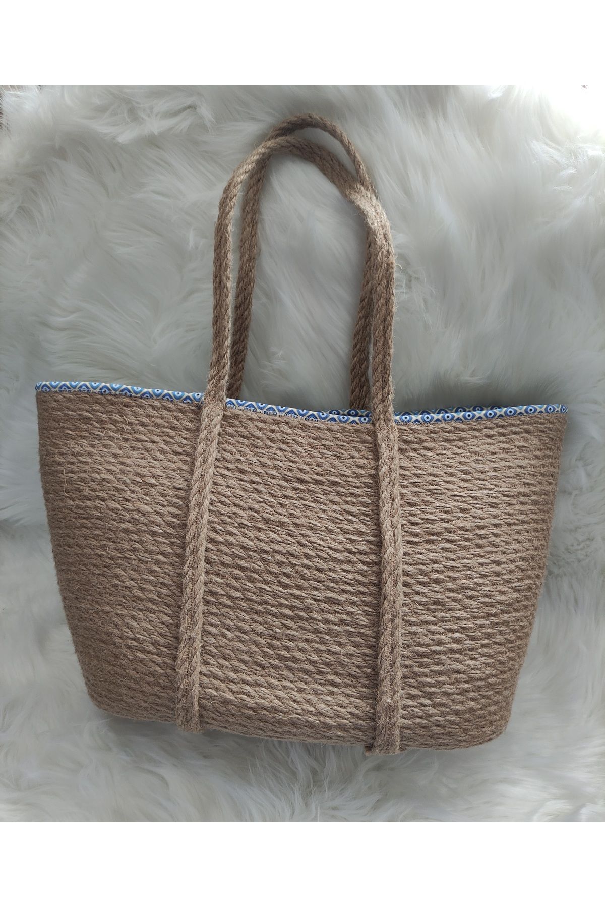shop EL YAPIMI JÜT NAZAR ÇANTA Taban34cm Genişlik44cm Yükseklik24cm