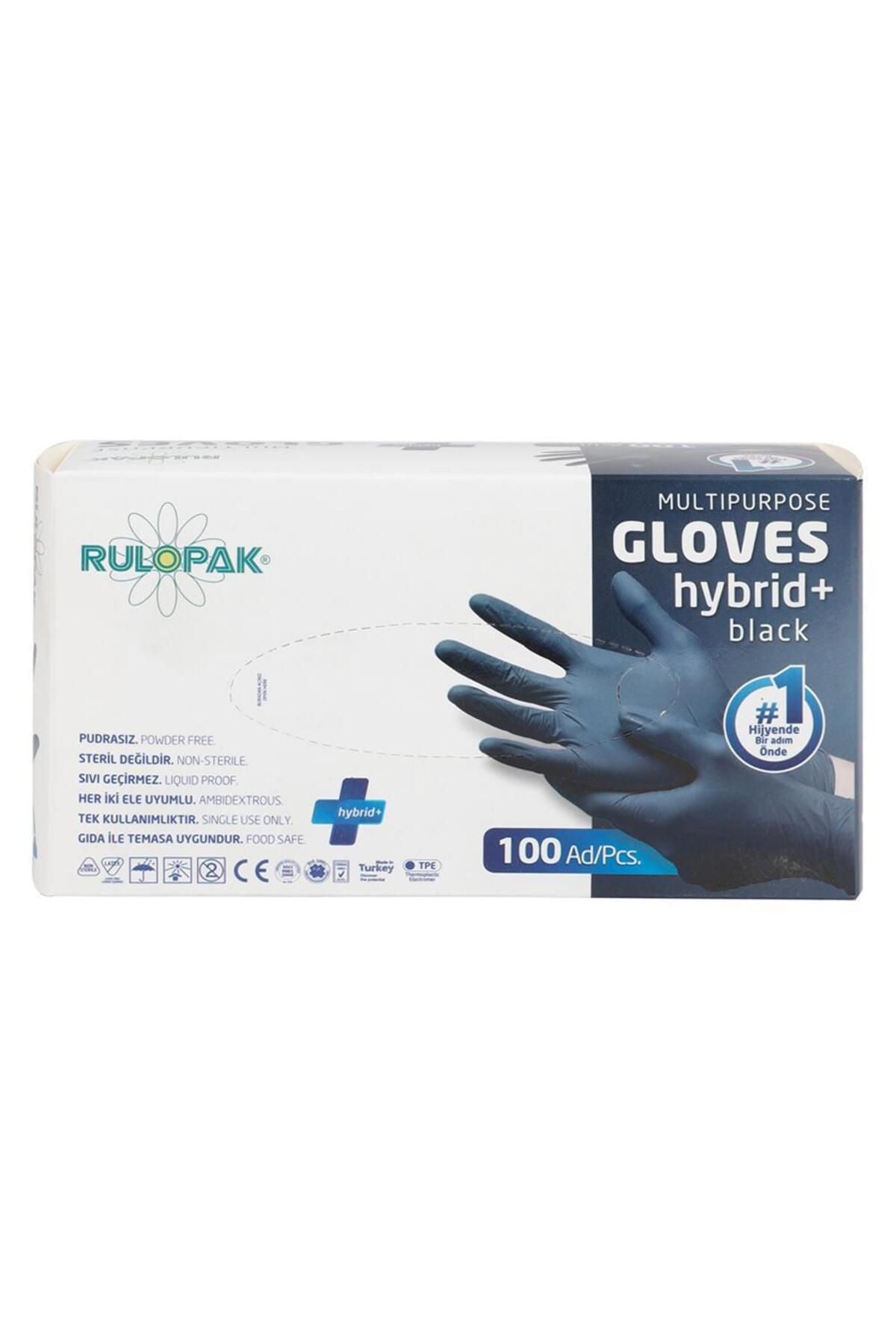 Rulopak PE Eldiven Tek Kullanımlık Pudrasız 100 Adet Siyah - Large / No.9 (800123)