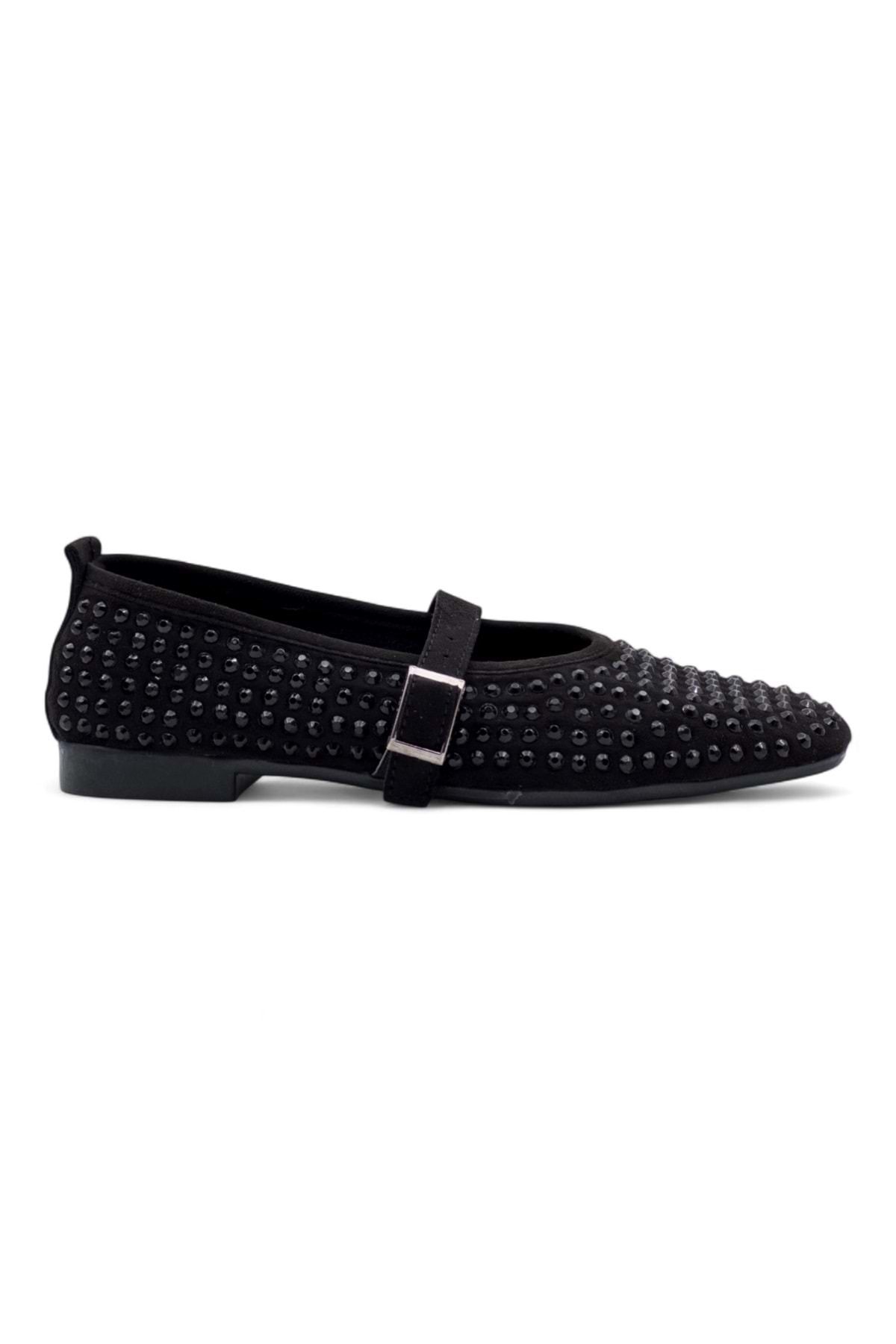 Shoes TAŞLI TOKALI KADIN BABET SİYAH