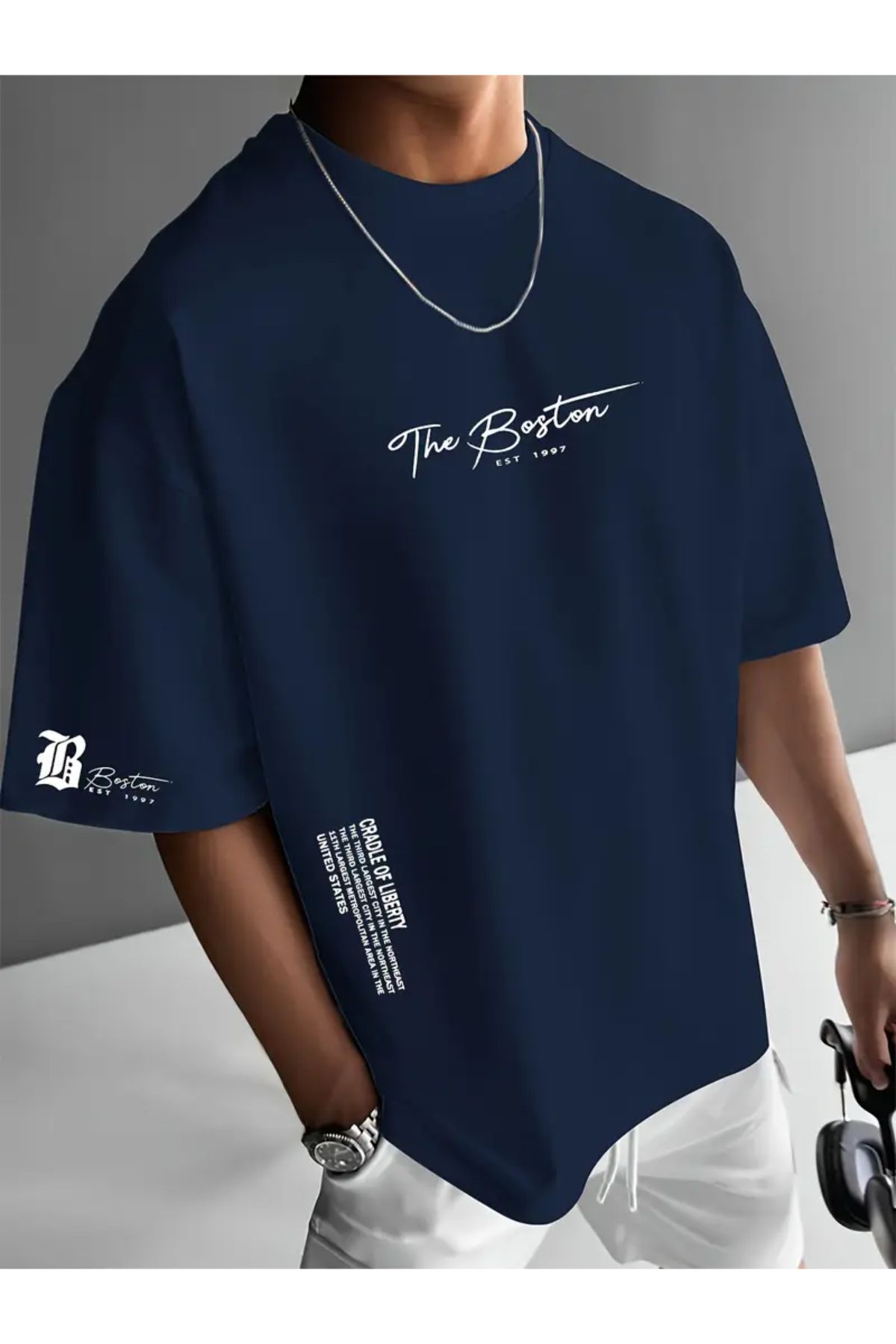 Machetta Boston Baskılı Oversize %100 Pamuk T-shirt