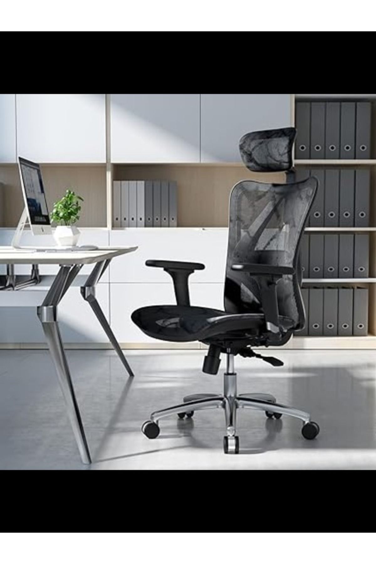 SIHOO-M57 Medium Back Ergonomic Mesh Chair With 3d Arm Rests And Lumbar Support - Black 5