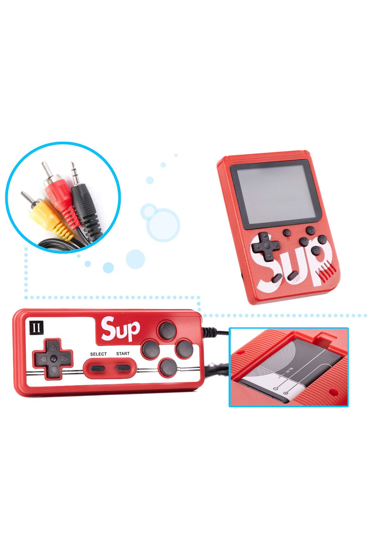 kik-Mini portable retro console, Game Box with 400 games, red 2