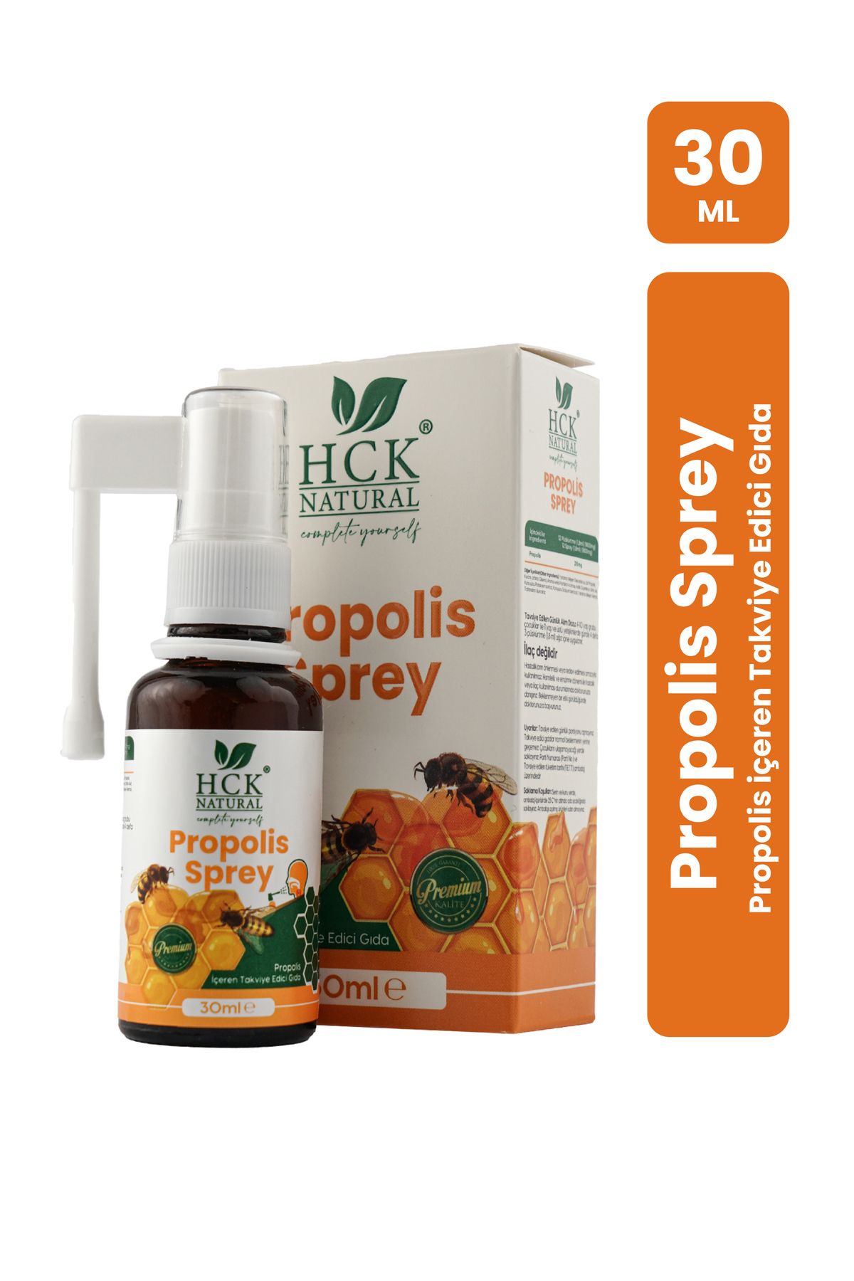 HCK NATURAL Propolis Sprey 30 ml Suda Çözülebilen Saf ve Doğal Boğaz Spreyi