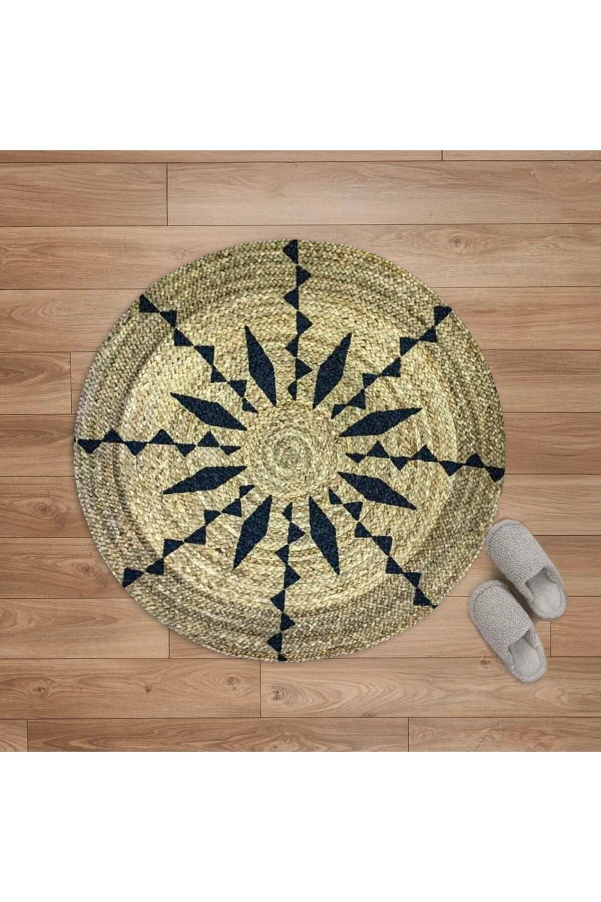 ASPARTAM Home P05 Bolero Jüt Örgü Halı - Natürel - 90x90 cm