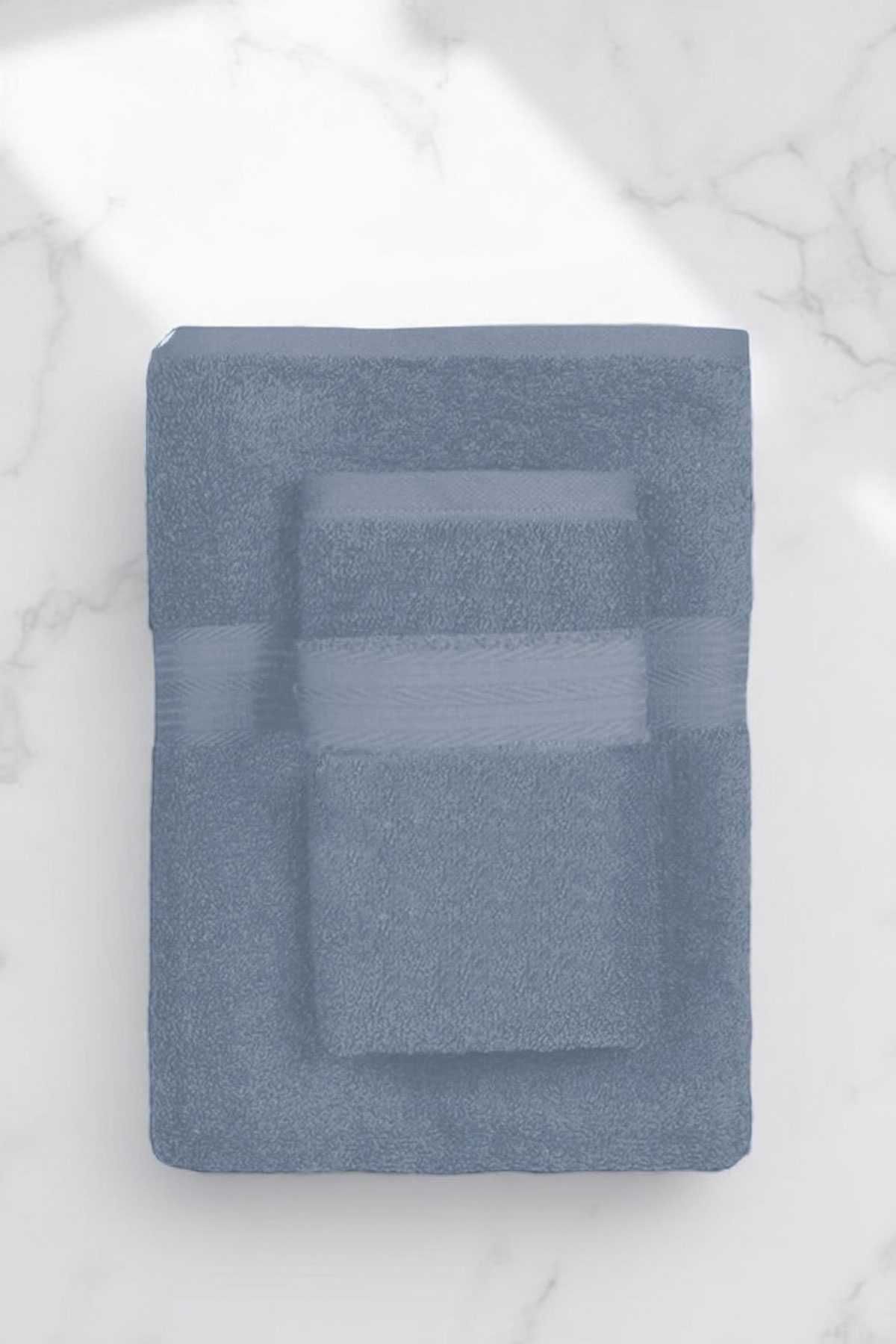 merland benvecocuk 2 Parça Battal Lüks Premium Banyo Spa Havlu Takımı 90x170 Cm İndigo