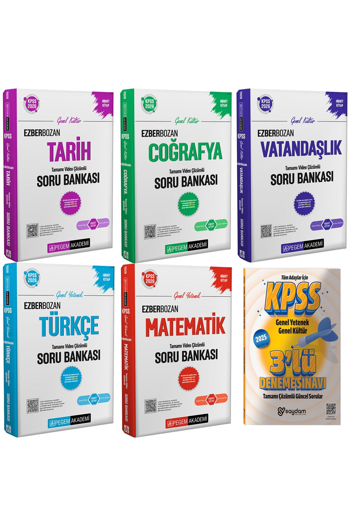 Pegem Akademi Yayıncılık 2026 KPSS GYGK Ezberbozan Türkçe-Matematik-Tarih-Coğrafya-Vatandaşlık Video Çözümlü Soru Bankası