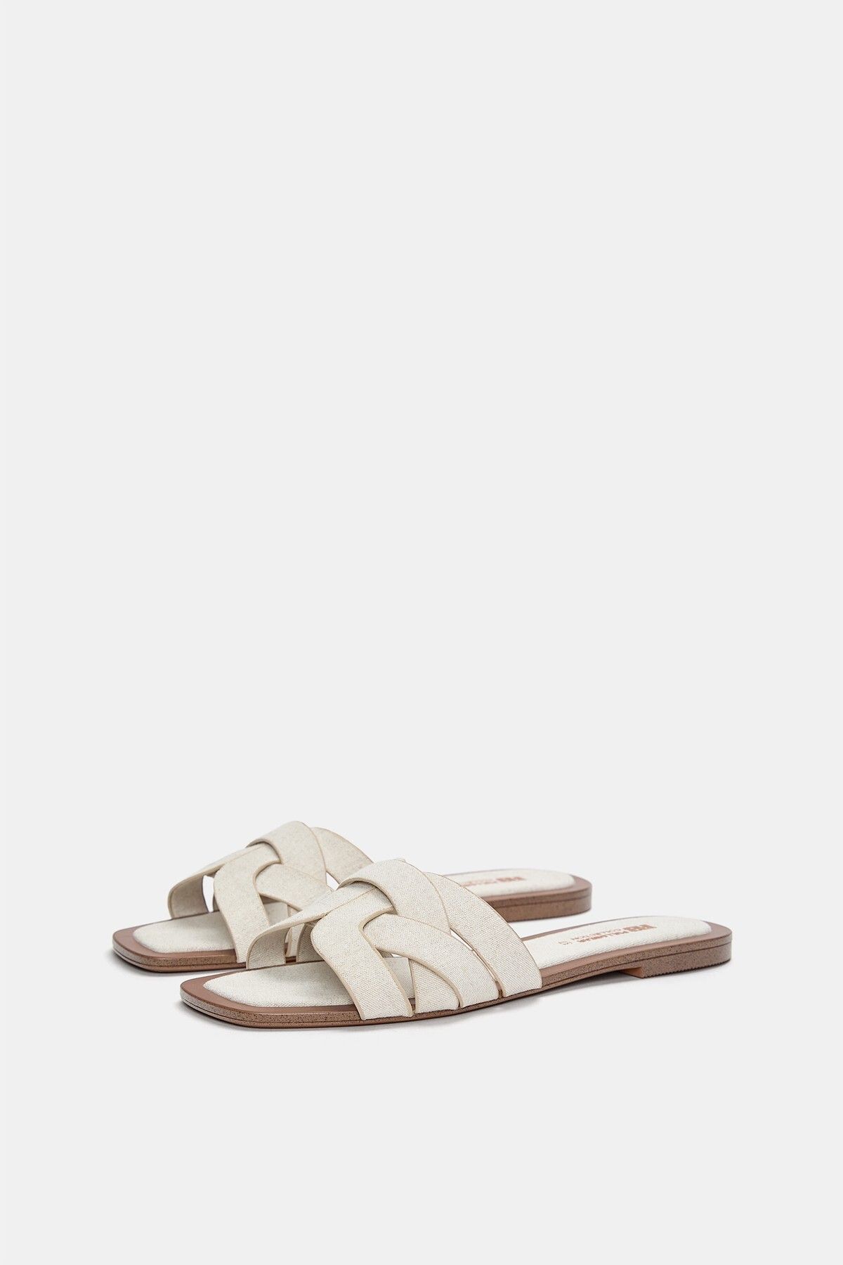 Pull & Bear-Fabric flat slider sandals 5