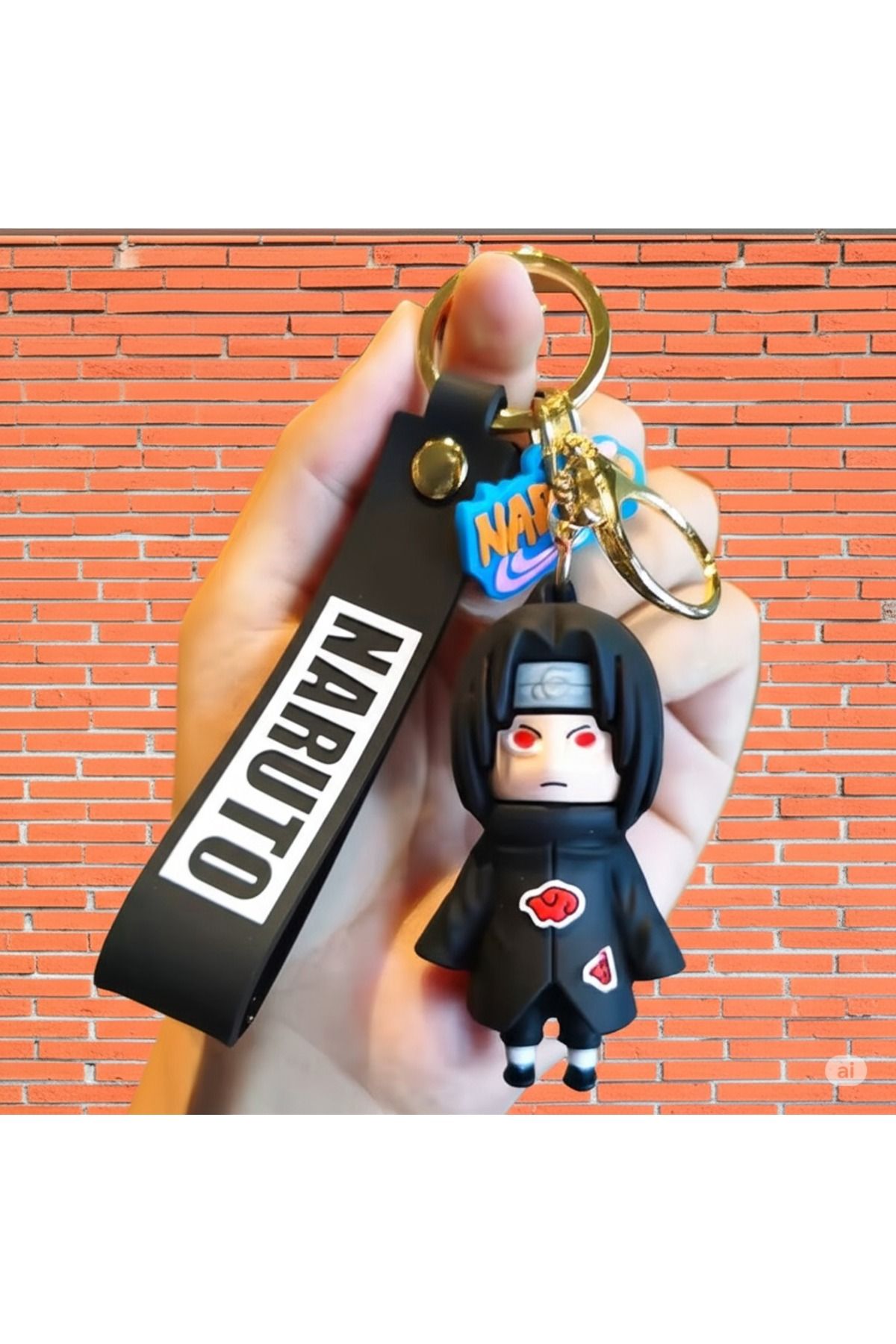 Mimi Aksesuar 3D Lüks Büyük Boy Naruto Karekteri (Uchiha İtachi) Silikon Anahtarlık & Çanta aksesuarı