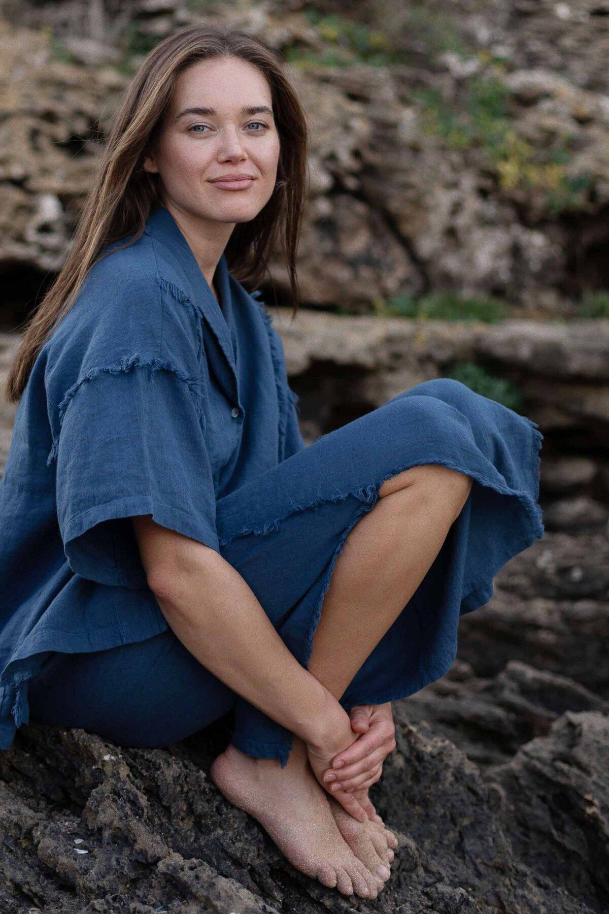 JOJOMIA April Püskül Detaylı Yırtmaçlı Kadın Pantolon Denim