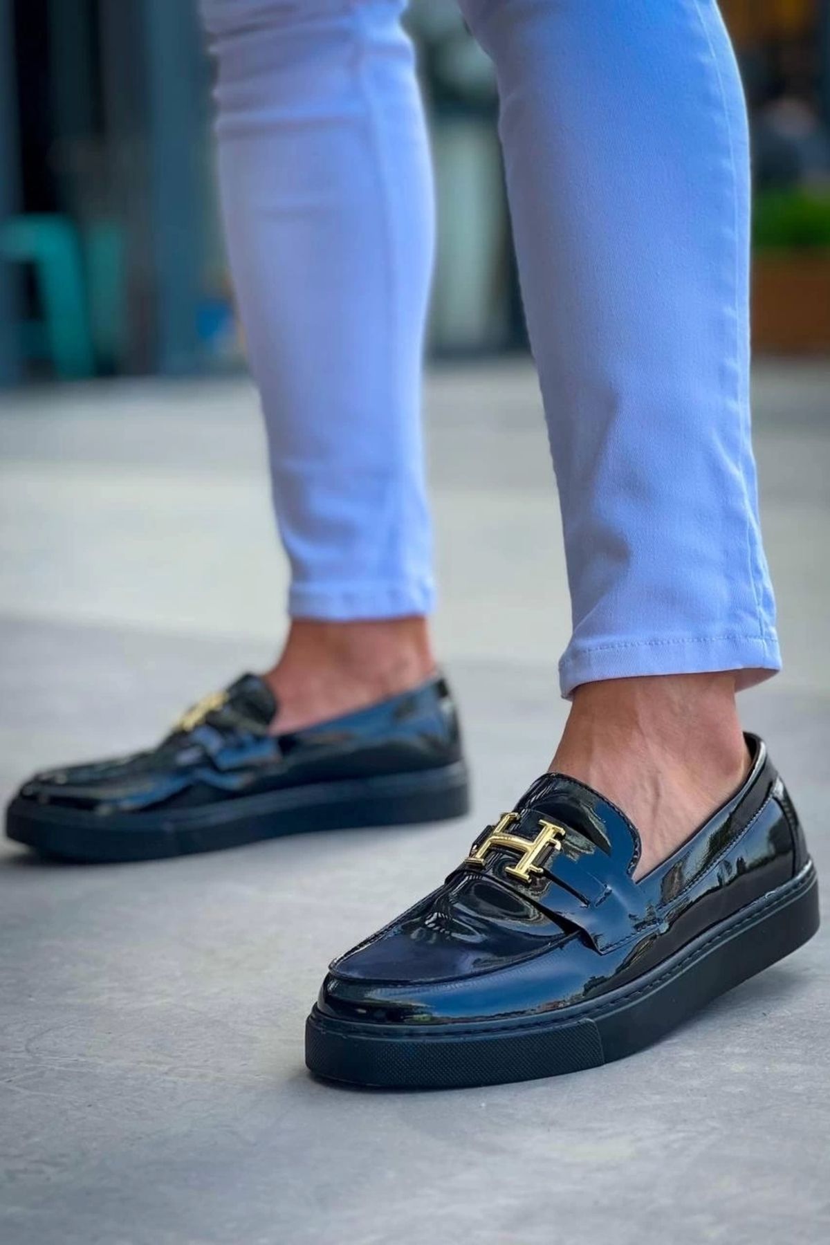 OurStyles KB-027 Kuback Bağcıksız Kömür Rugan H Günlük Erkek Ayakkabı