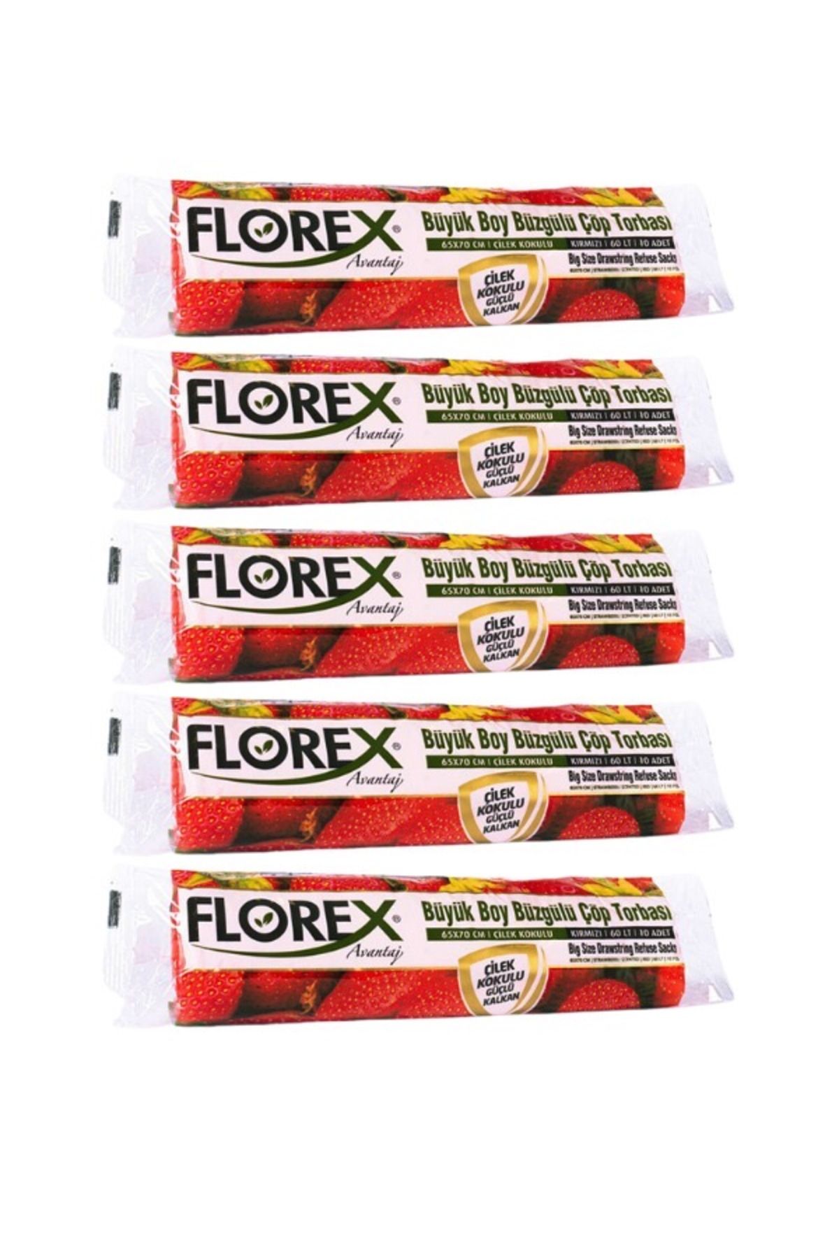 Florex Çilek Kokulu Büzgülü Büyük Boy Çöp Torbası 5,li