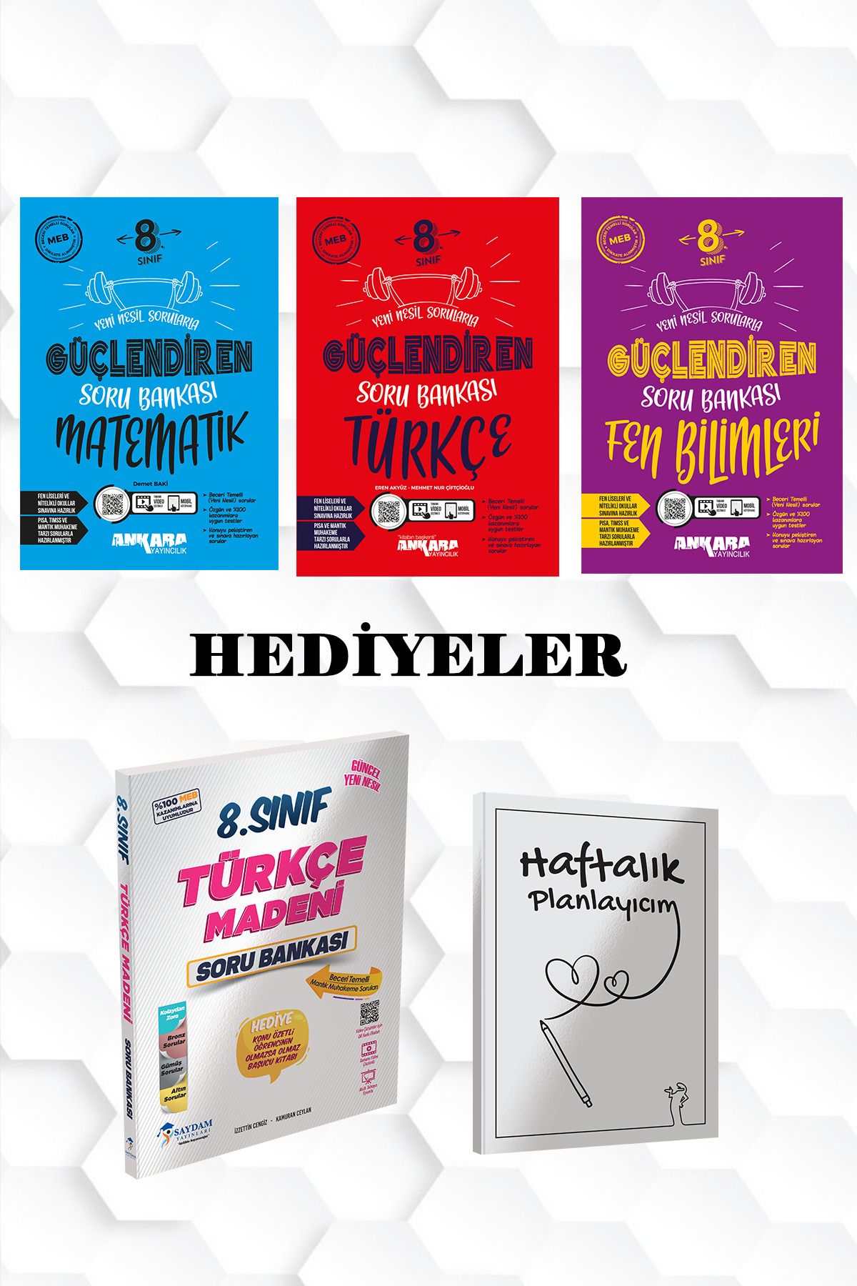 Saydam Yayınları ANKARA YAY-MATEMATİK,TÜRKÇE,FEN BİLİMLERİ GÜÇLENDİREN SORU BANKALARI VE SAYDAM TÜRKÇE SORU B.