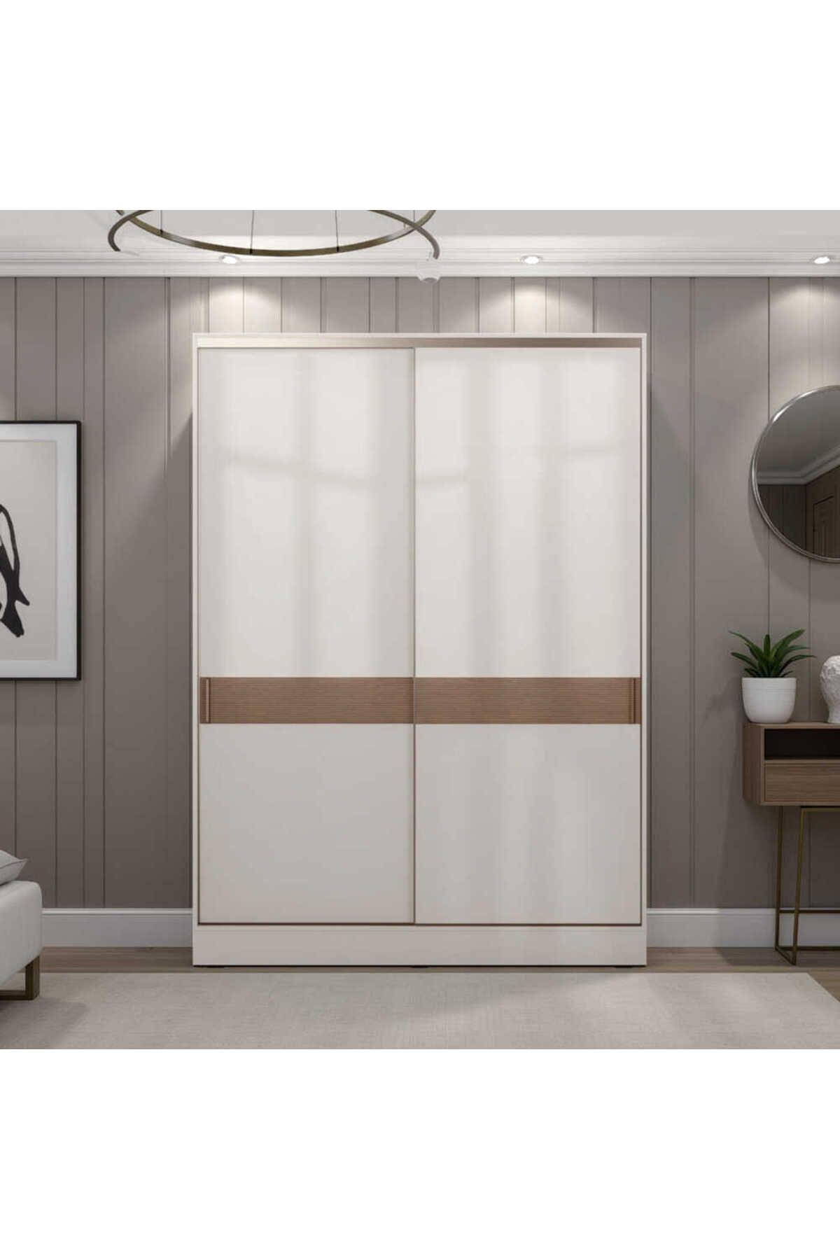 Adore Mobilya Milano Sürgülü Gardırop - Vizon/Zebra 160x223x60 cm
