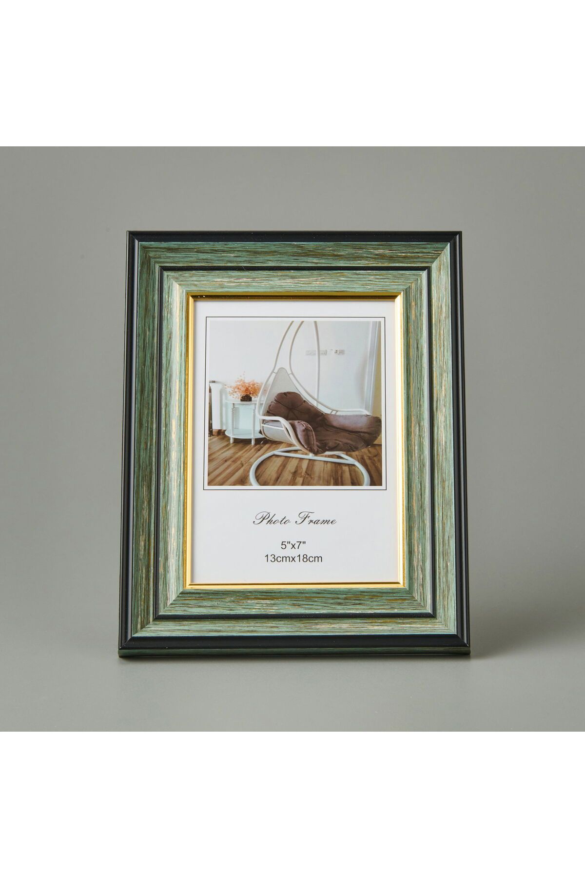 MATMEL Fotoğraf Çerçevesi - Yeşil / Gold - 13x18 cm