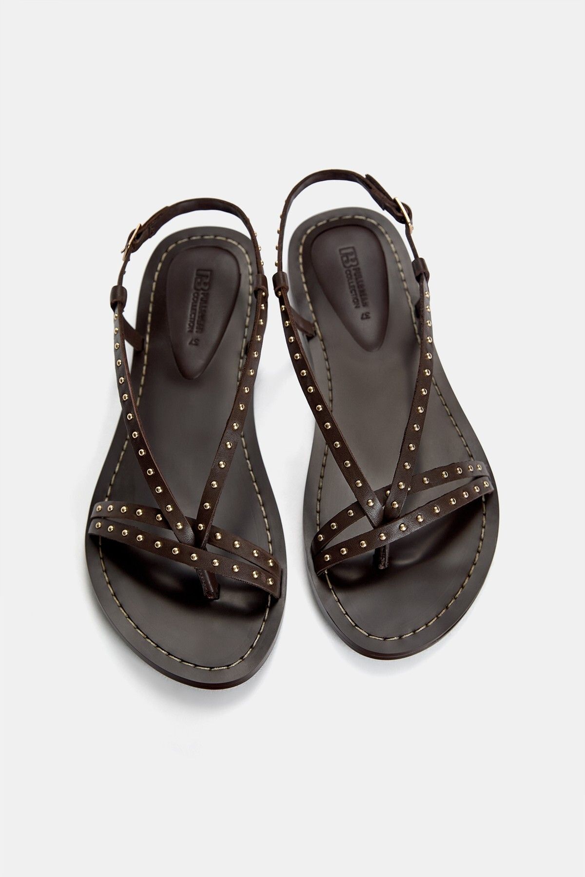 Pull & Bear-Flat leather sandals with studs 2