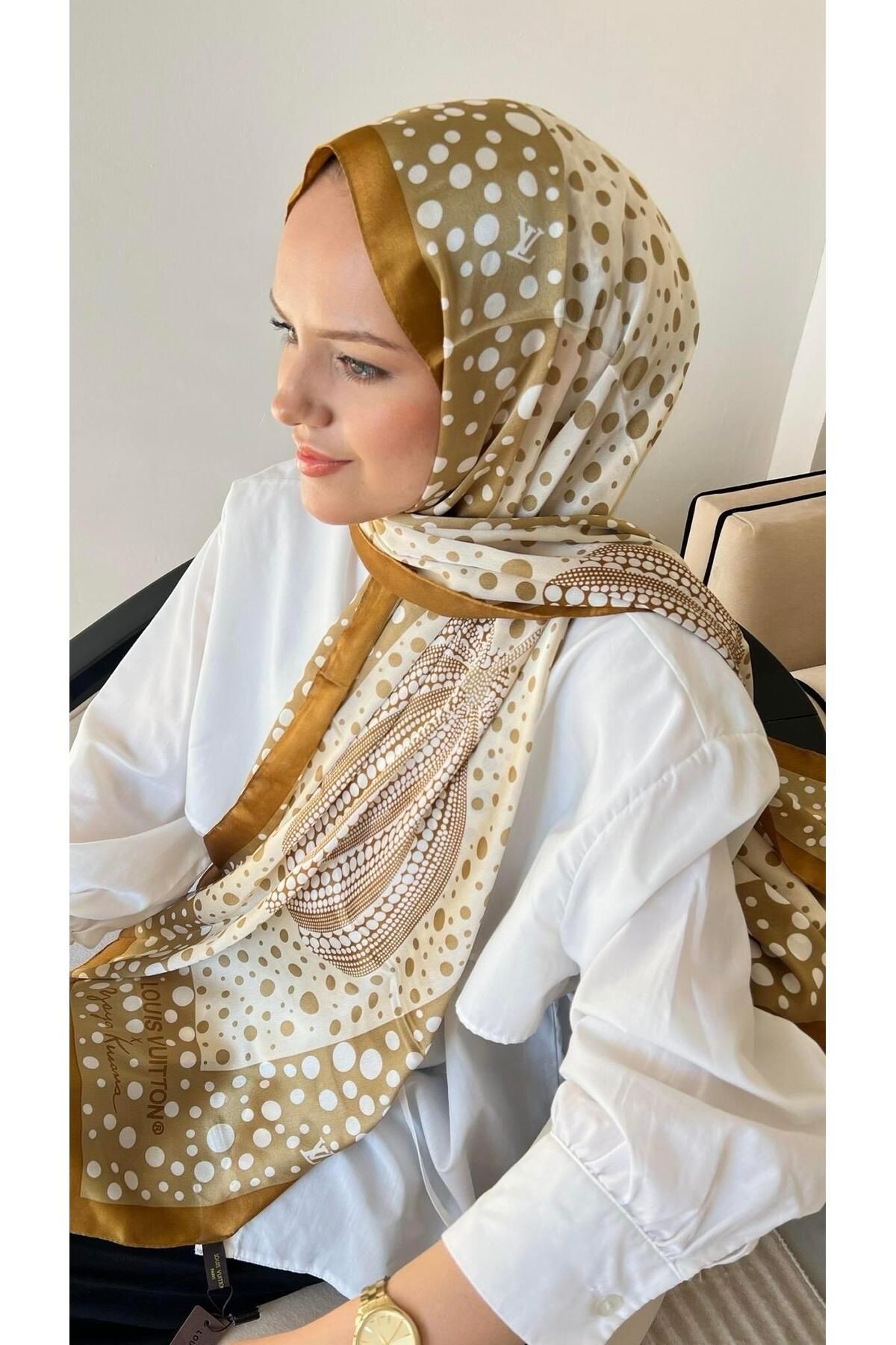 modayışığı Benek Model Vual İpek Şal Krem