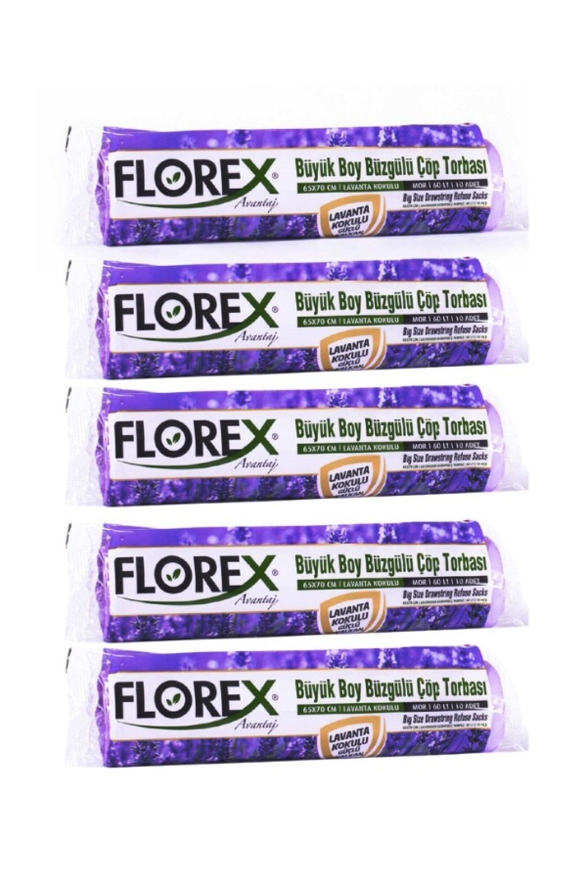 Florex Lavanta Kokulu Büzgülü Büyük Boy Çöp Torbası 5,li