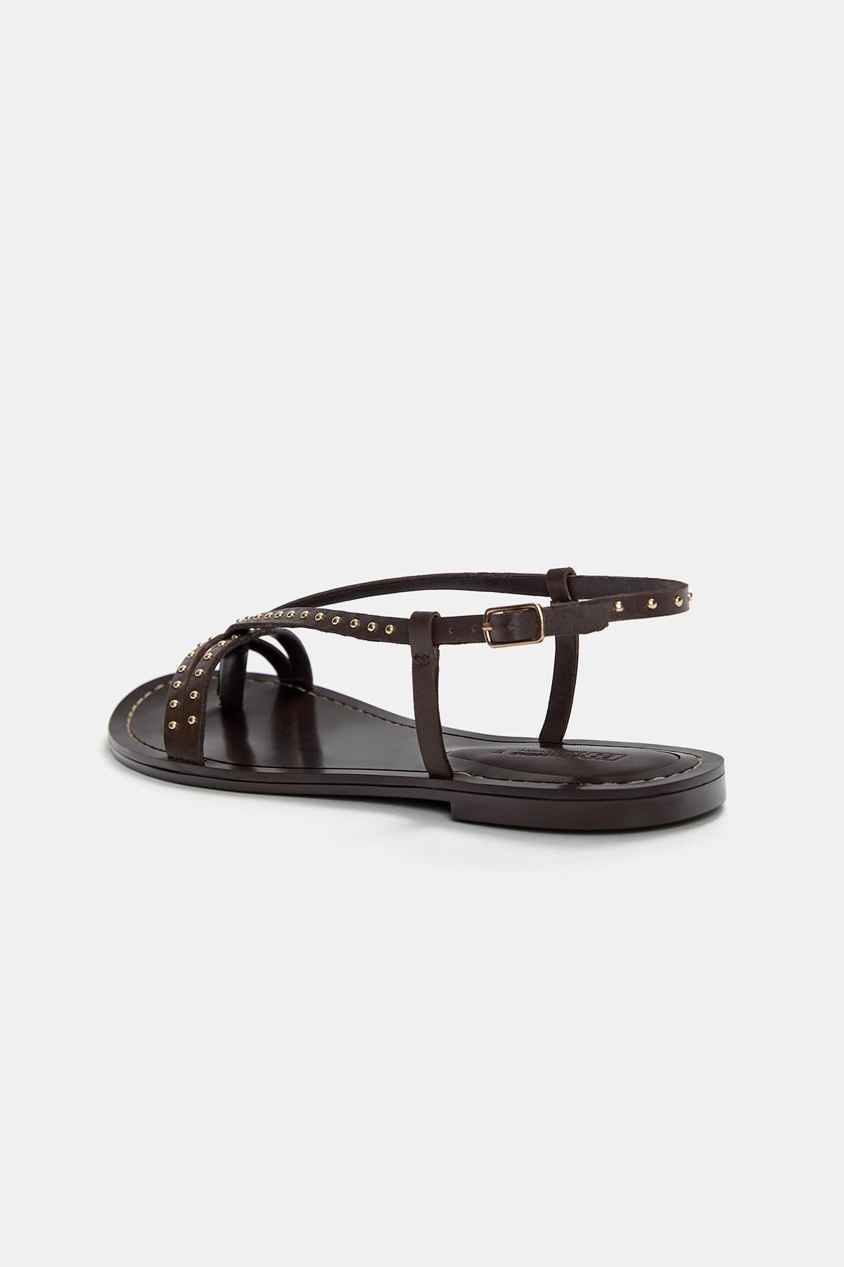 Pull & Bear-Flat leather sandals with studs 4