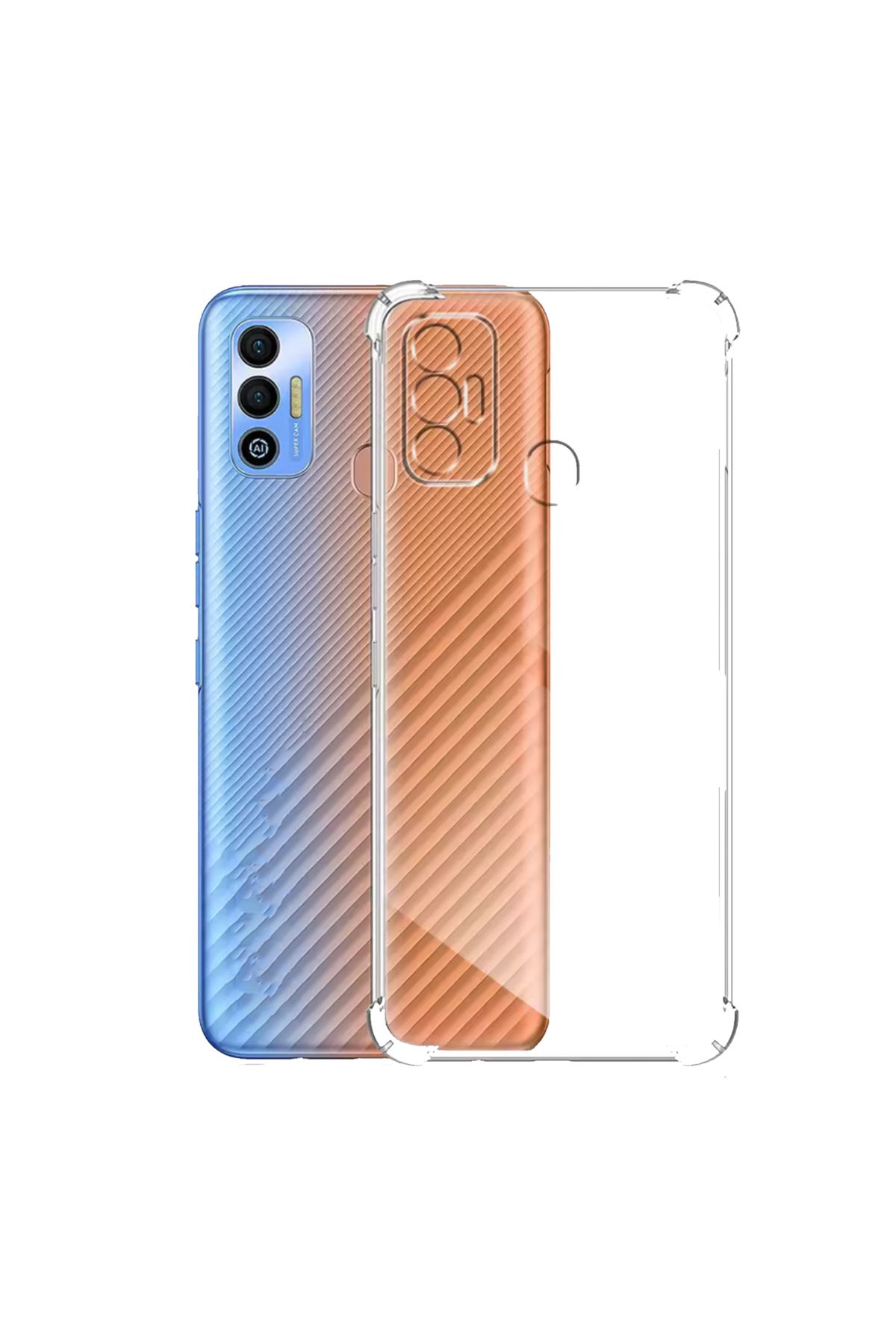 CaseArt Tecno Spark 7T ile uyumlu Kapak Kamera Korumalı Antişok Airbag Köşe Korumalı Silikon Şeffaf Kılıf