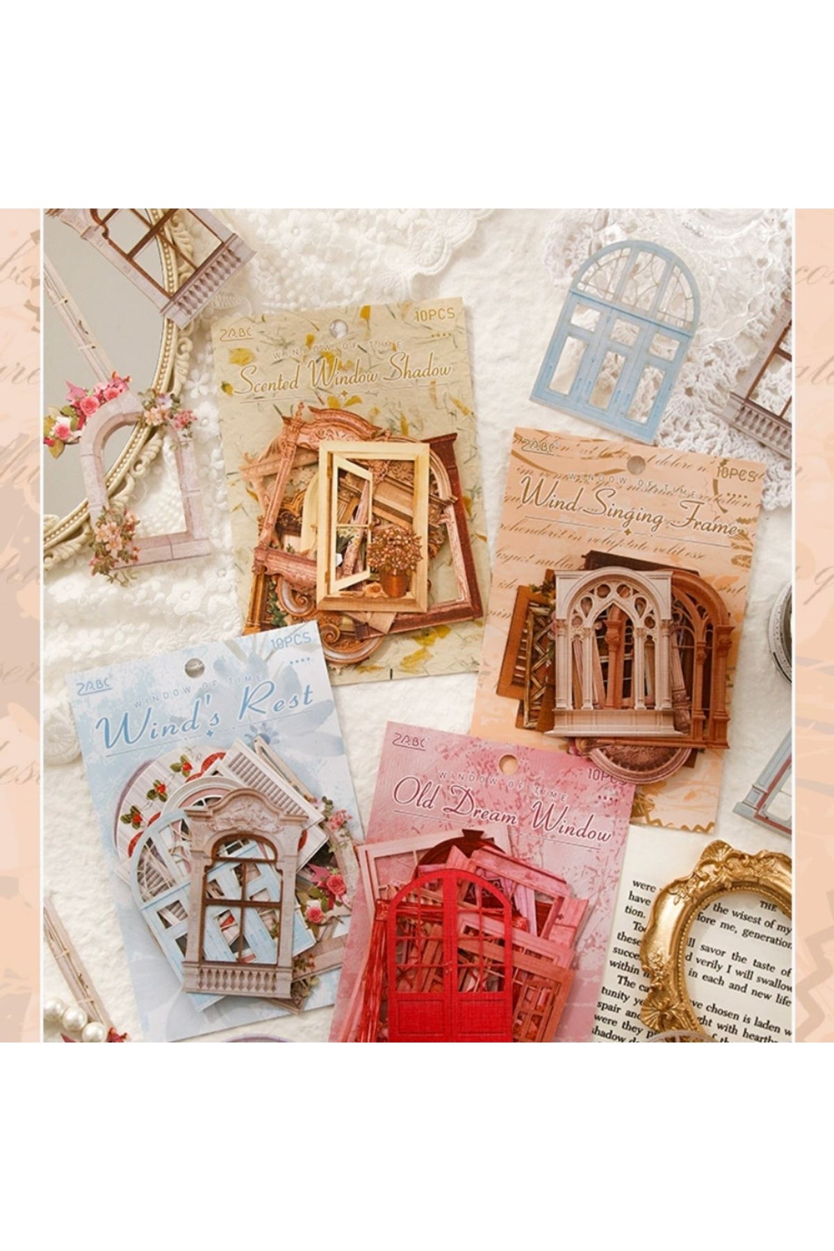İthal O15-10 adet pencere die cut kağıt - Renk : Mavi