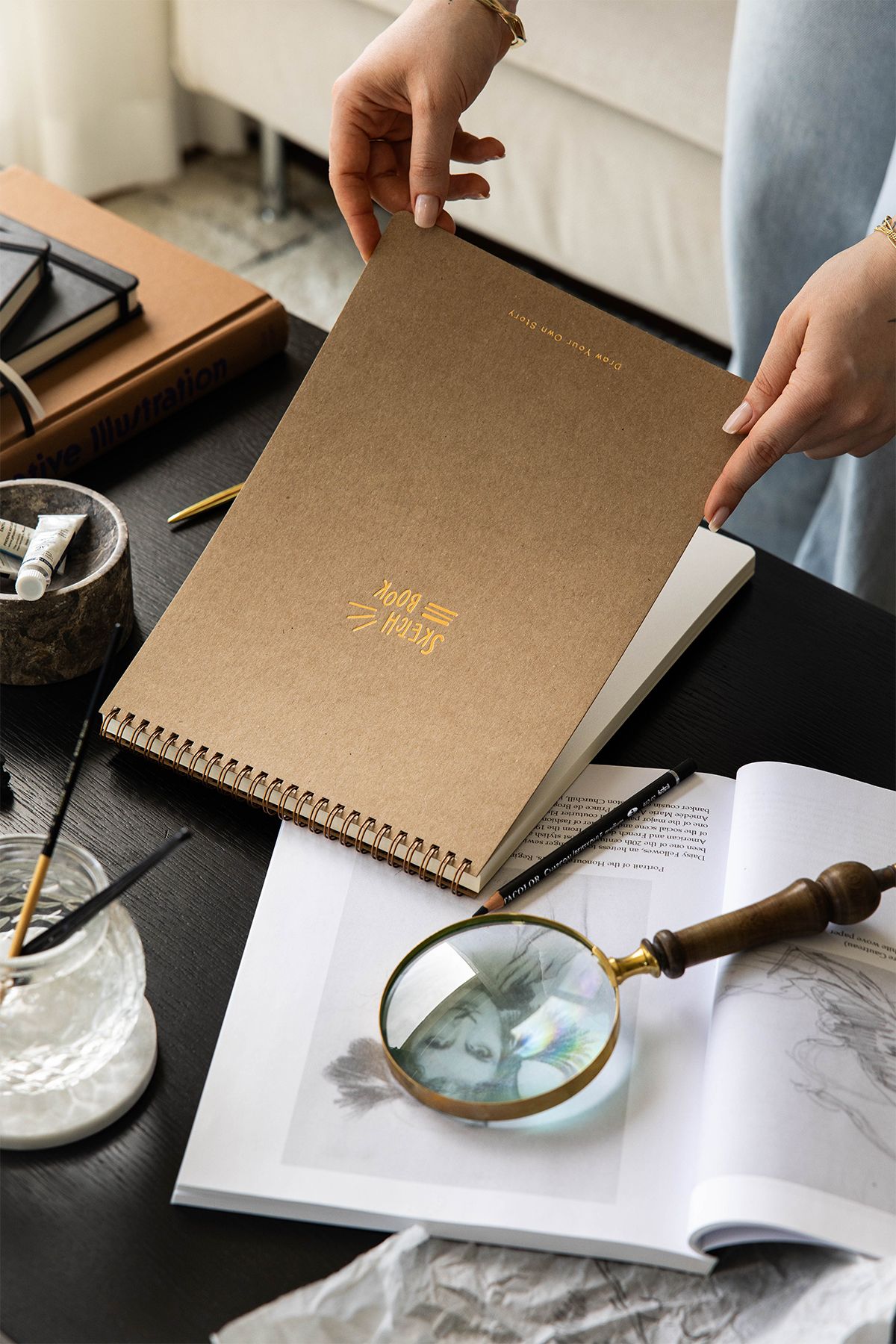 PAPERORA A4 Eskiz Defteri Kraft Kapak 60 Yaprak 140 gr. Perforajlı Sketch Book
