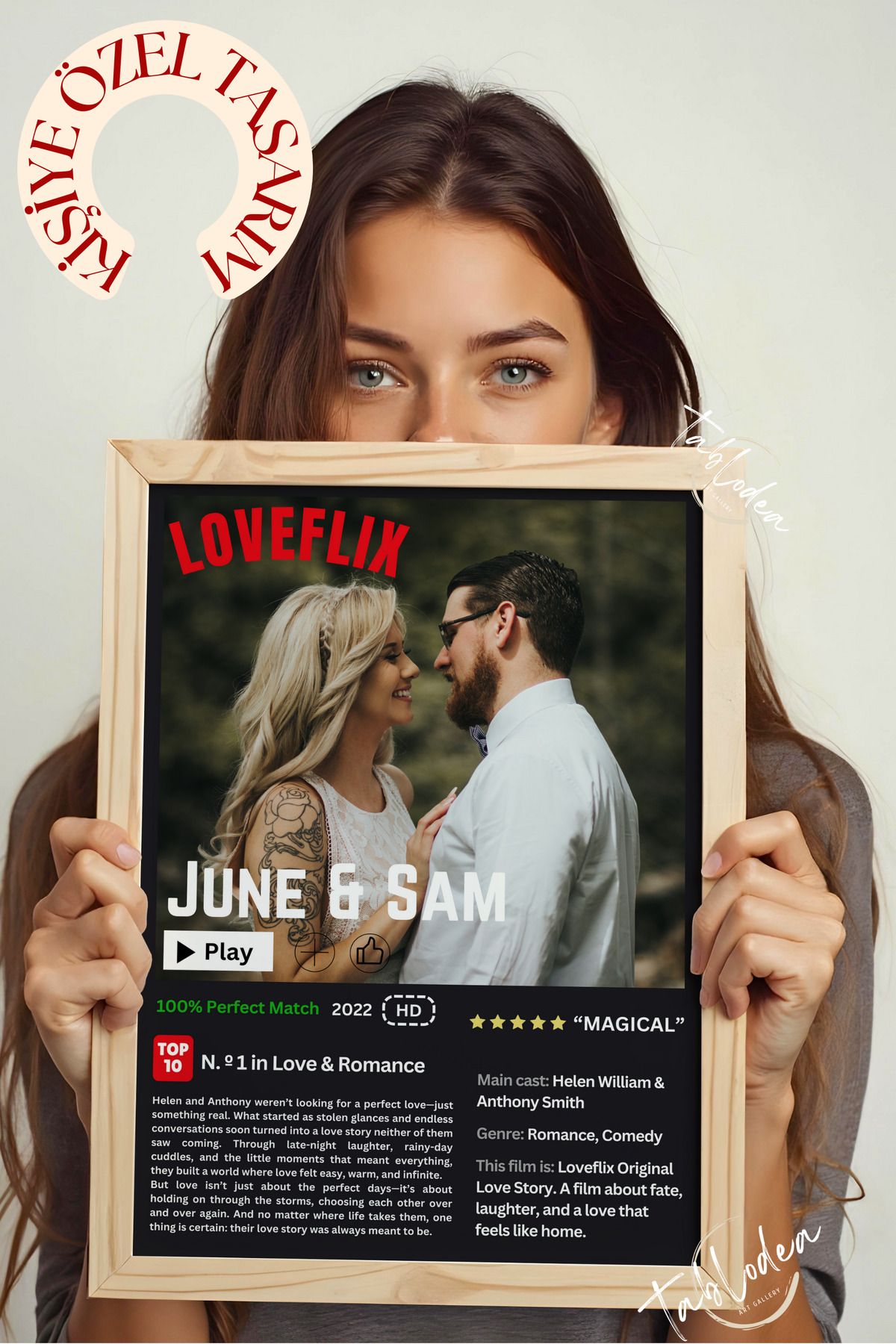 tablodea Kişiye Özel Çerçeveli Tablo, Sevgiliye Özel Hediye, Netflix Fotoğraflı Özel Tasarım Pinterest Tablo