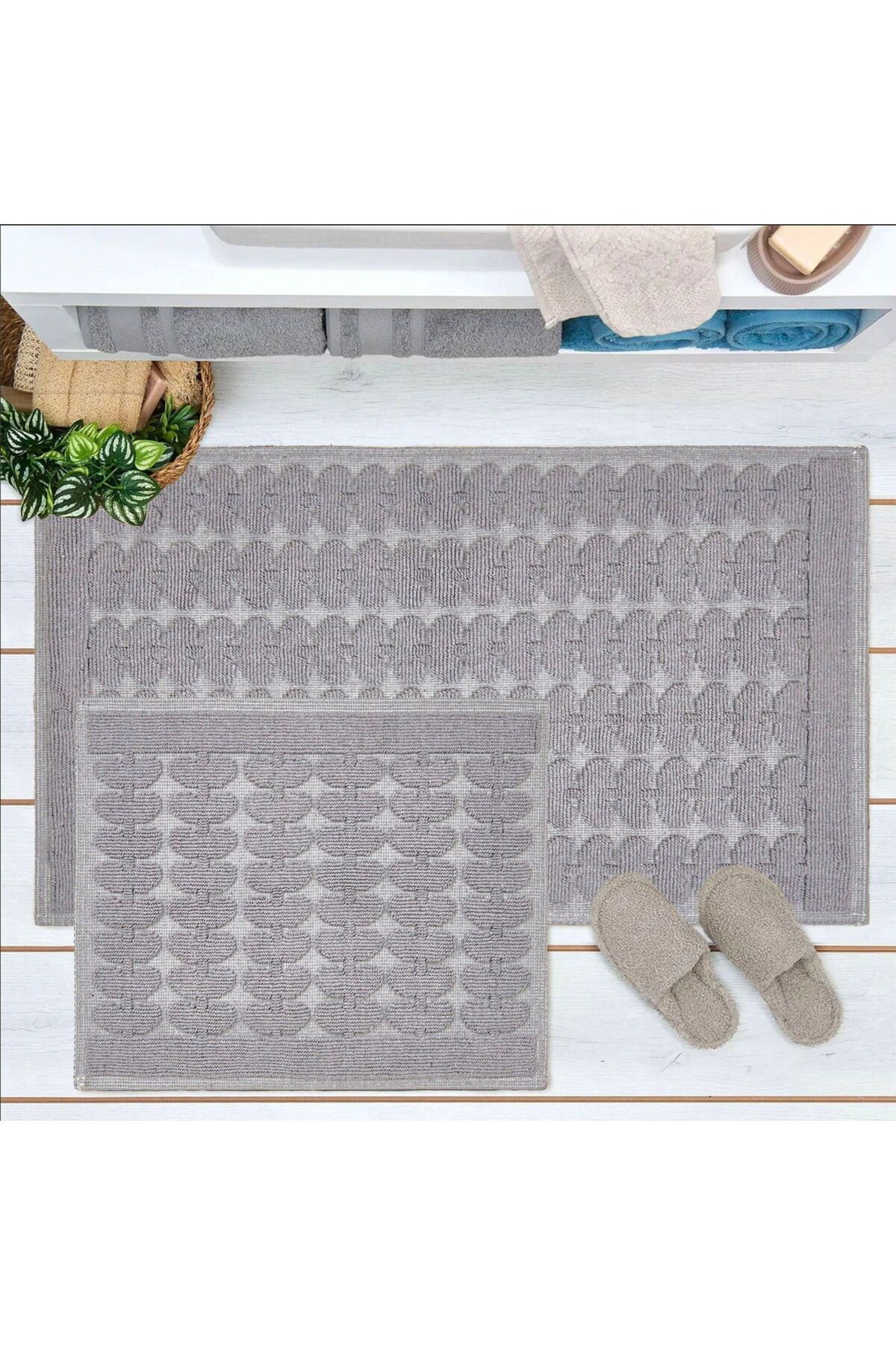 MATMEL Big Barg 2'li Banyo Paspası - Ekru - 60x100 cm + 50x60 cm