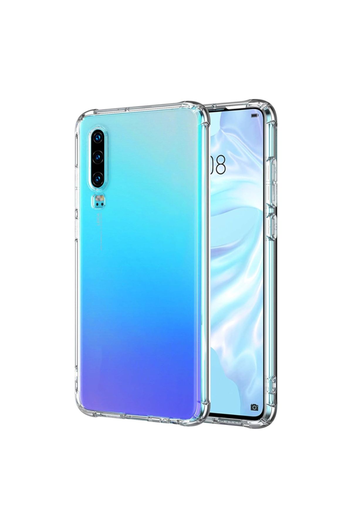 CaseArt Huawei P30 ile uyumlu Kapak Köşe Korumalı Airbag Antishock Şeffaf Silikon Kılıf