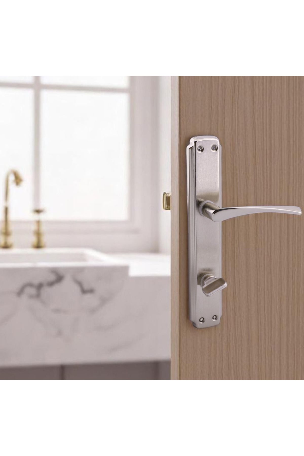 NZB-(5 Sets) Room Door Handle + (2 Sets) Wc Bathroom Door Handle Suitable for Left and Right Toilet Door Handle Set 6