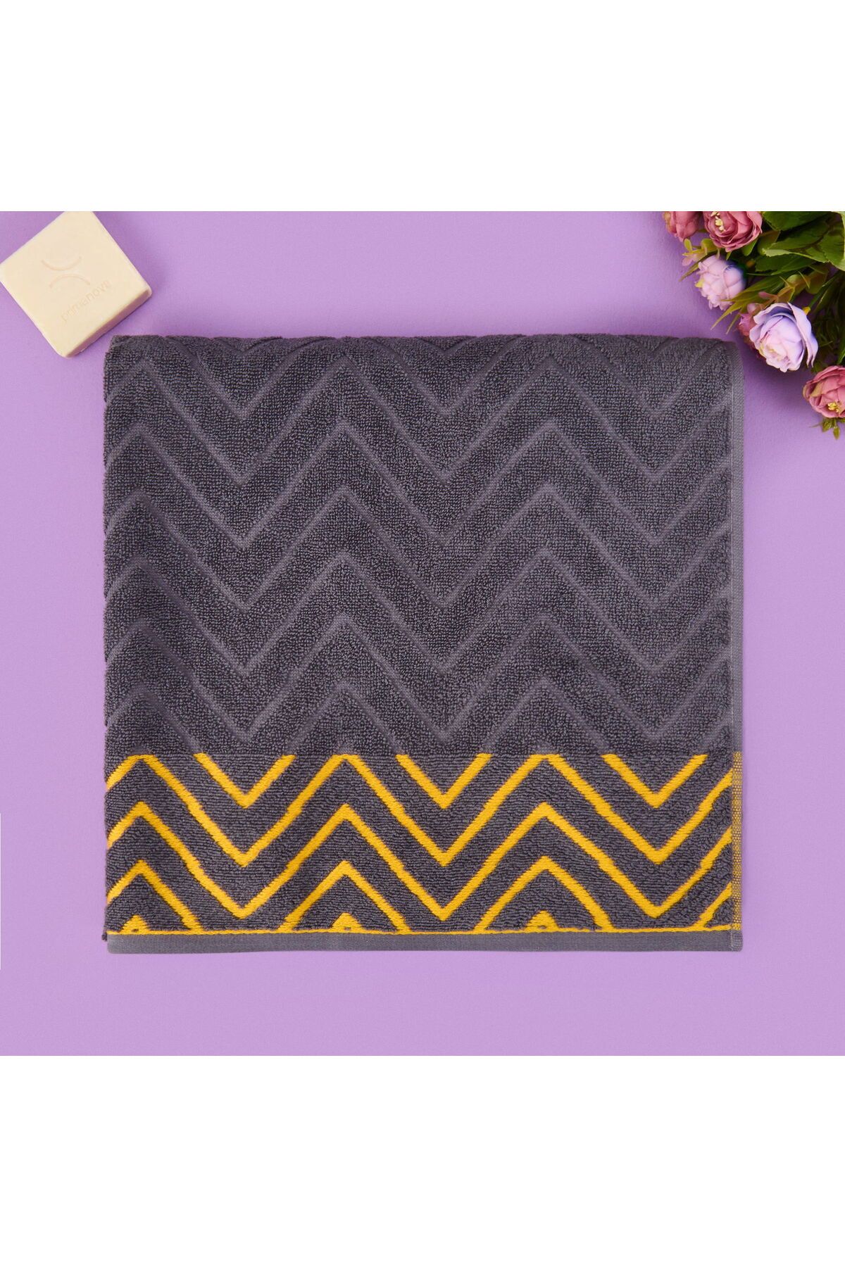 ASPARTAM Wave Banyo Havlusu - Antrasit - 70x140 cm