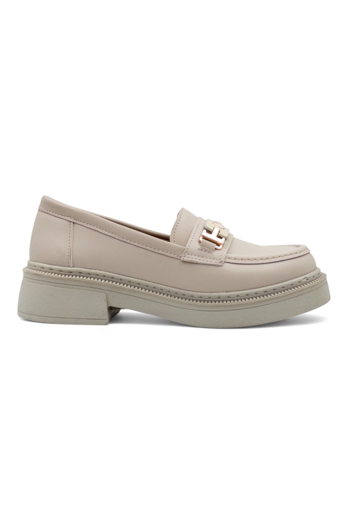 WHİTE ANGEL TOKA DETAYLI KADIN LOAFER AYAKKABI KREM