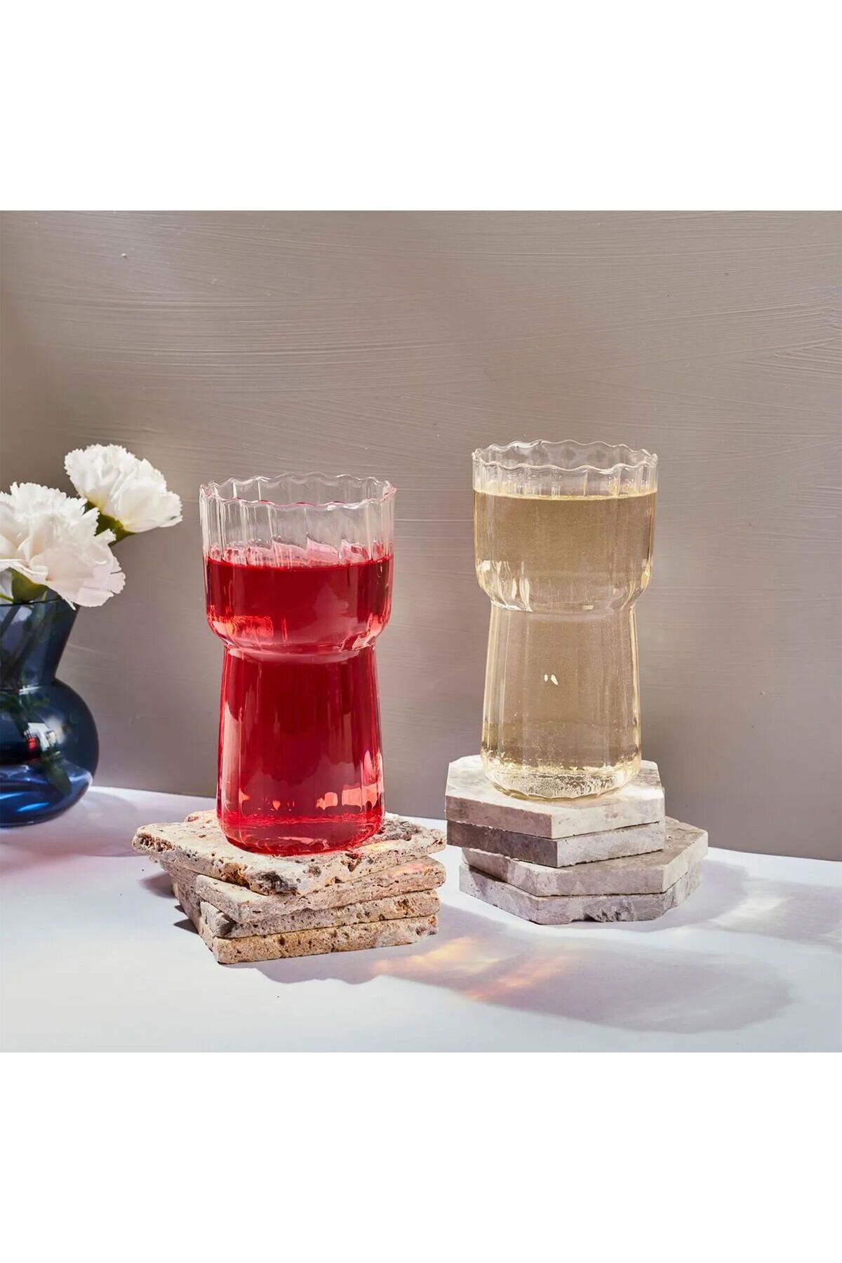 MATMEL 15886 Stripe 2'li Bardak - Şeffaf - 400 ml