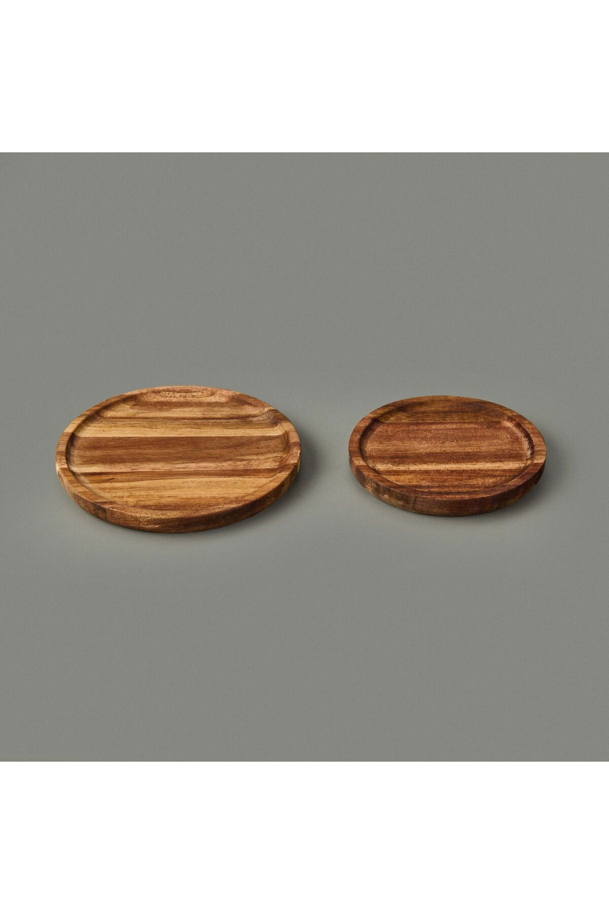ASPARTAM Akasya 2'li Sunum Tabağı - Kahverengi - 12 cm + 15 cm