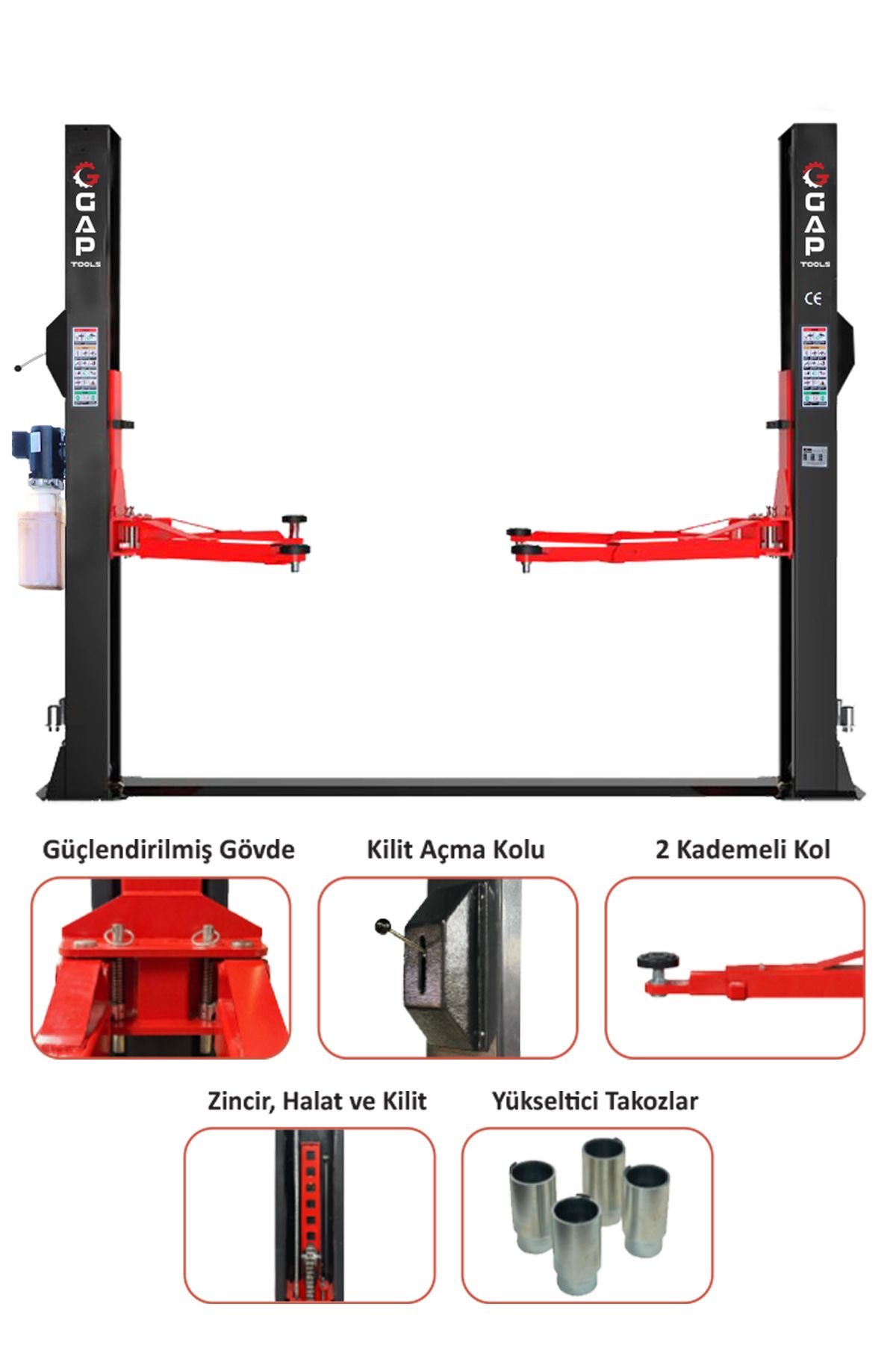 G GAPTOOLS 4 Ton Iki Sütunlu Yarı Otomatik Hidrolik Lift GPL101
